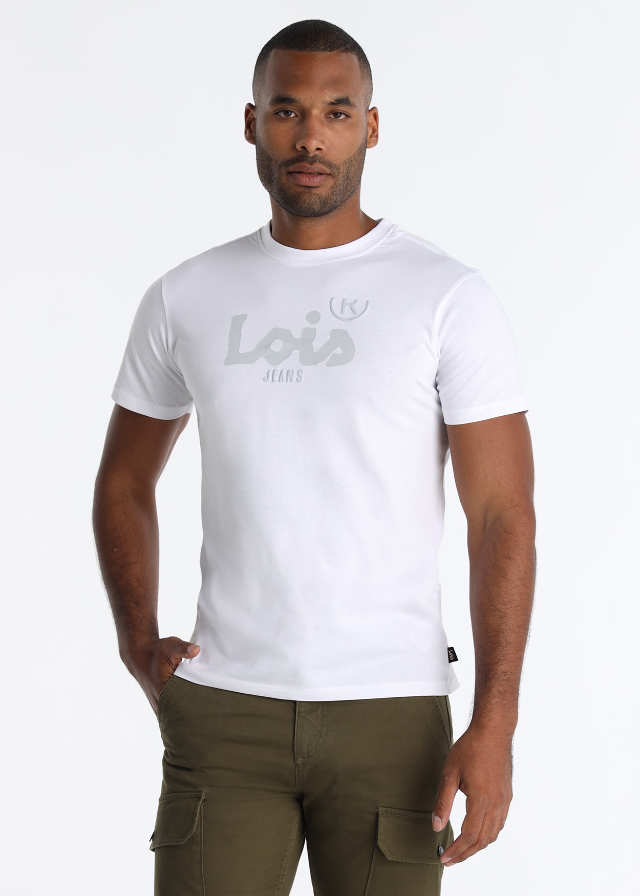 T-Shirt básica logo Lois Homem Branco
