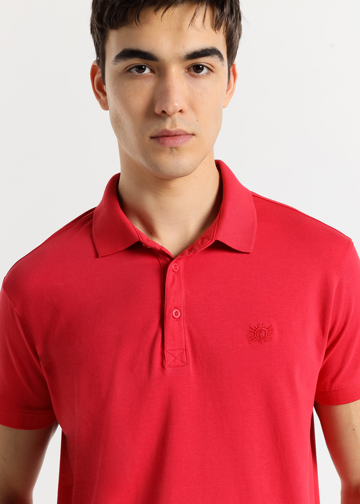 Pólo Desportivo de Manga Curta com Elástico Vermelho