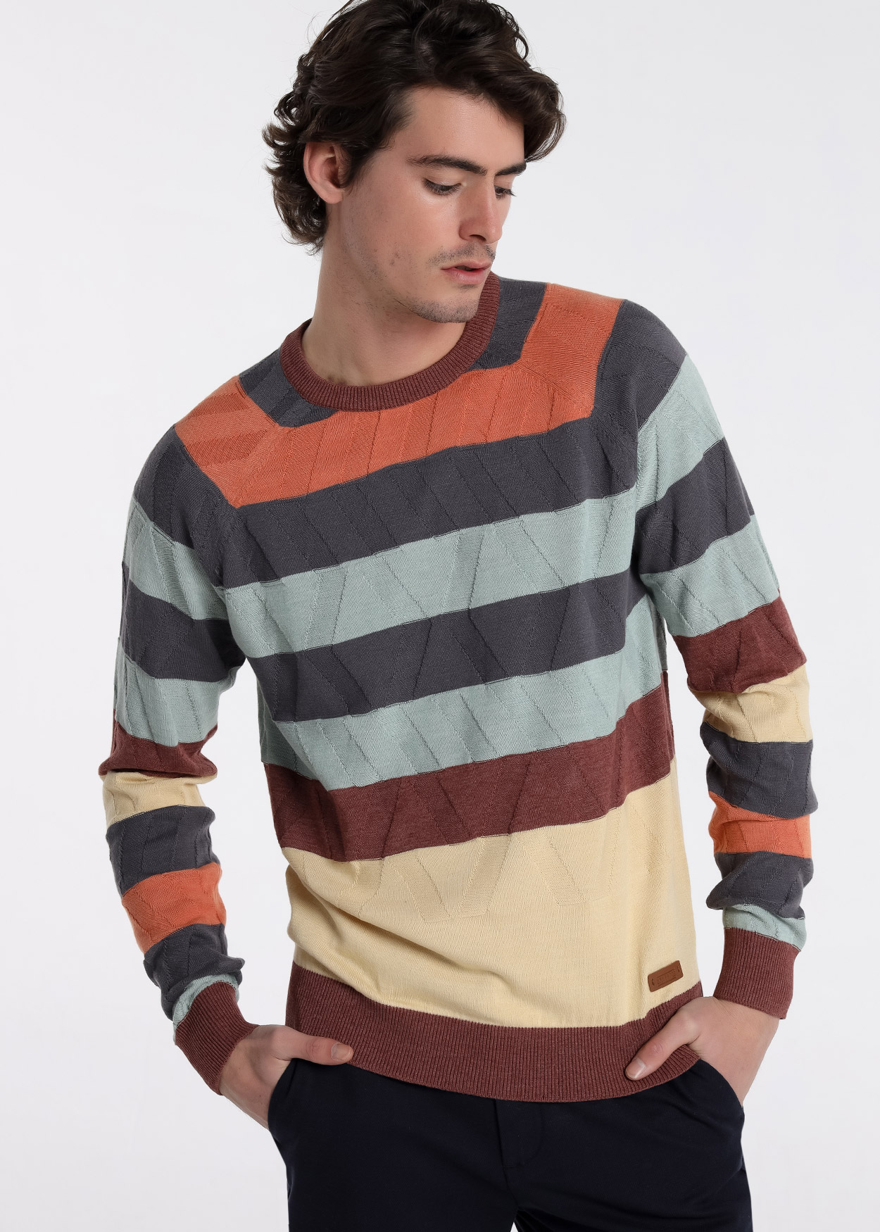 Camisola de gola redonda Multicor