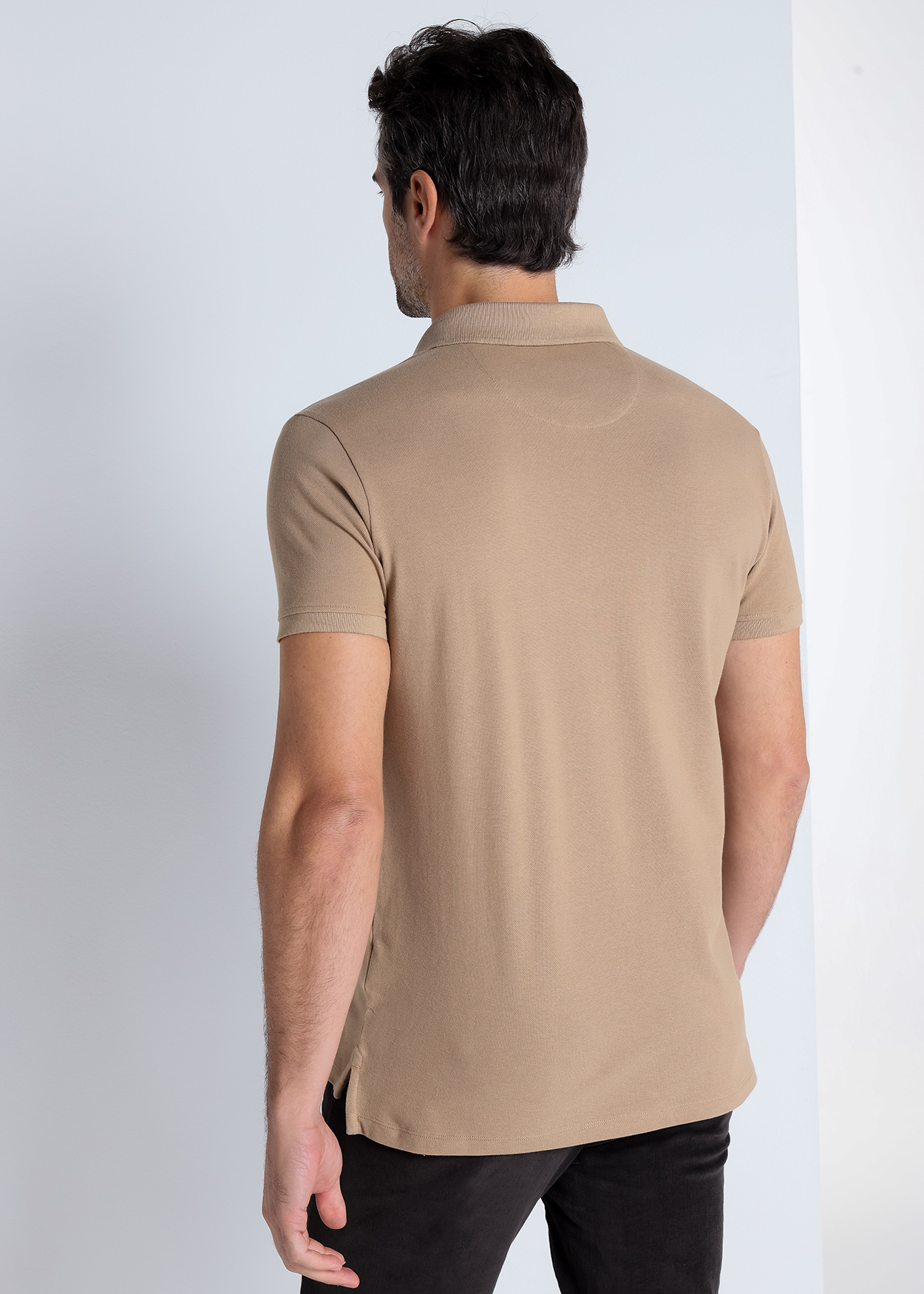 Pólo de piqué de manga curta Castanho