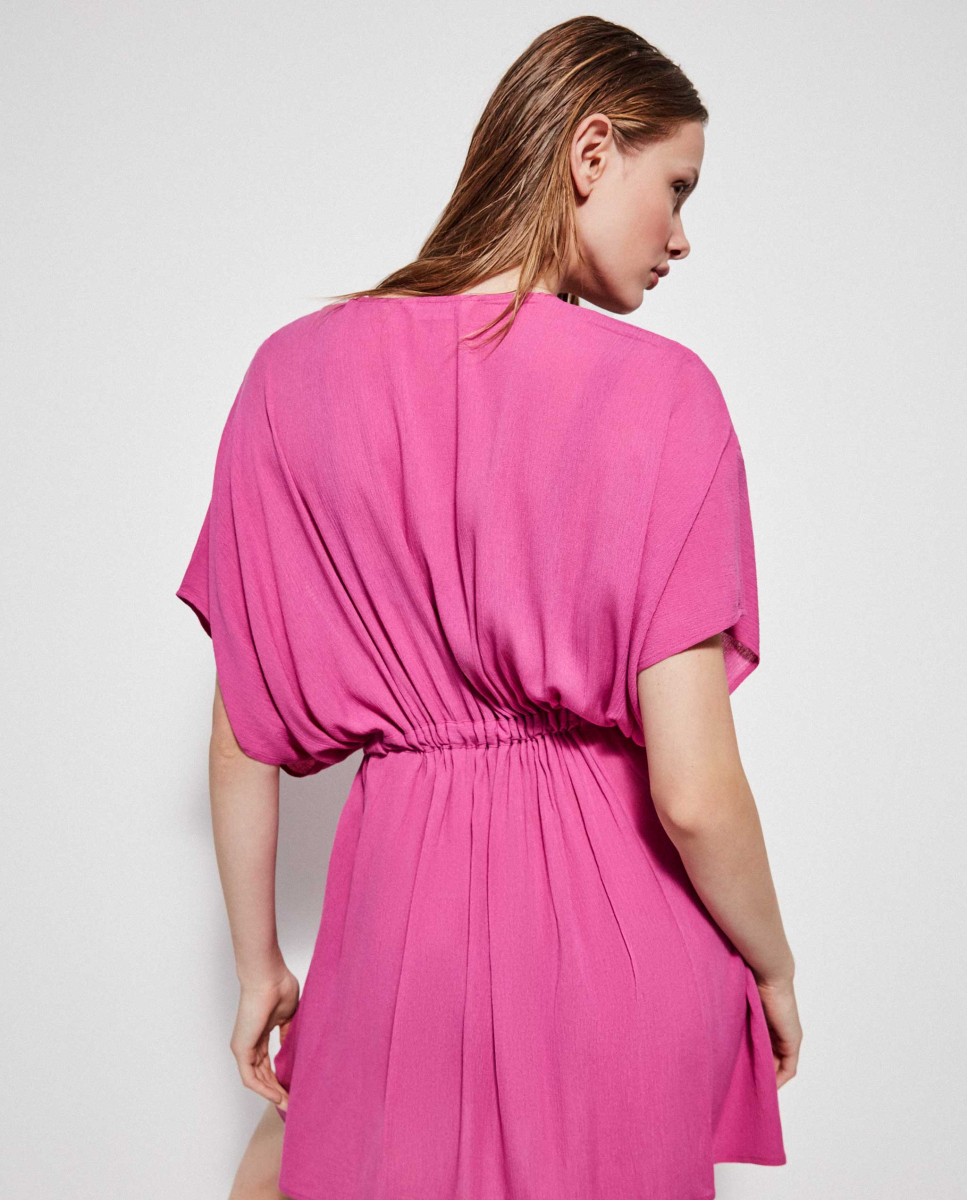 Caftan com cintura ajustável Rosa