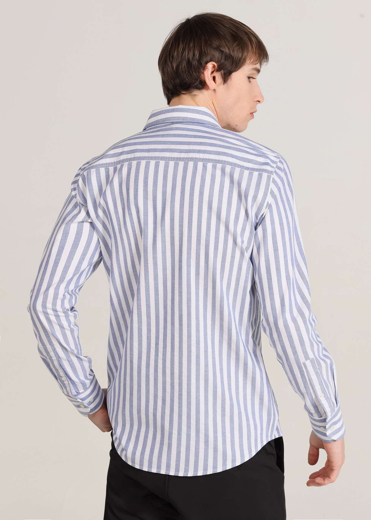 Camisa Oxford de Manga Comprida Azul