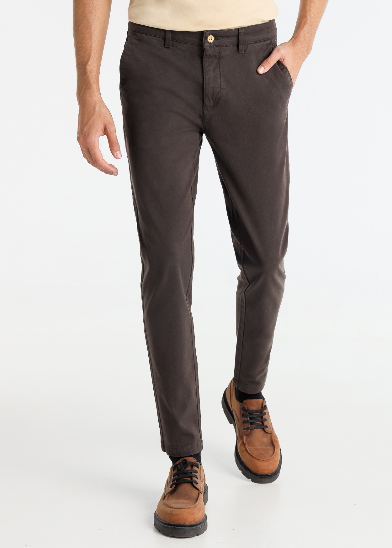 Calça Chino Skinny Castanho