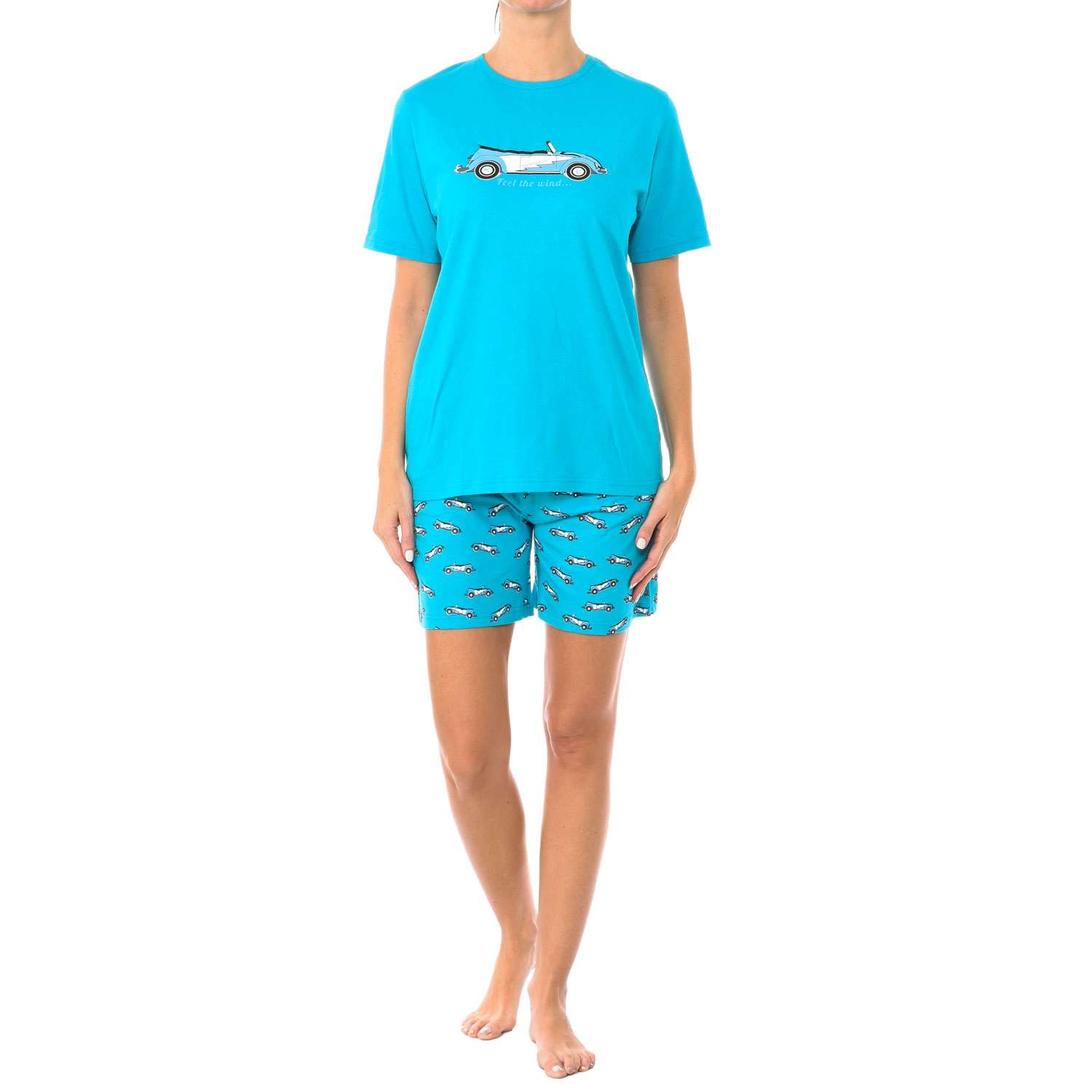 Pijama de Manga Curta Azul