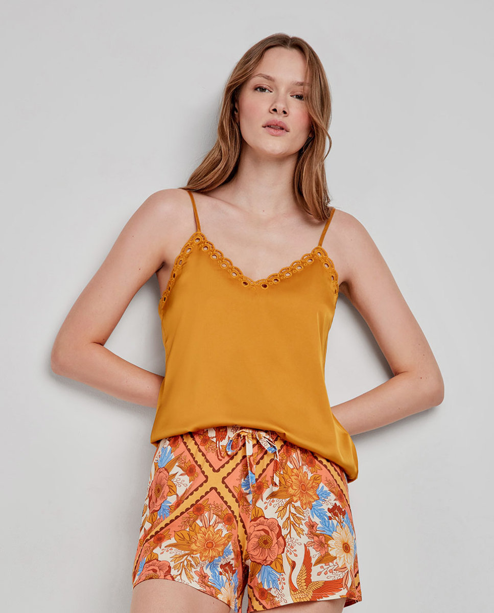 Top em cetim Amarelo