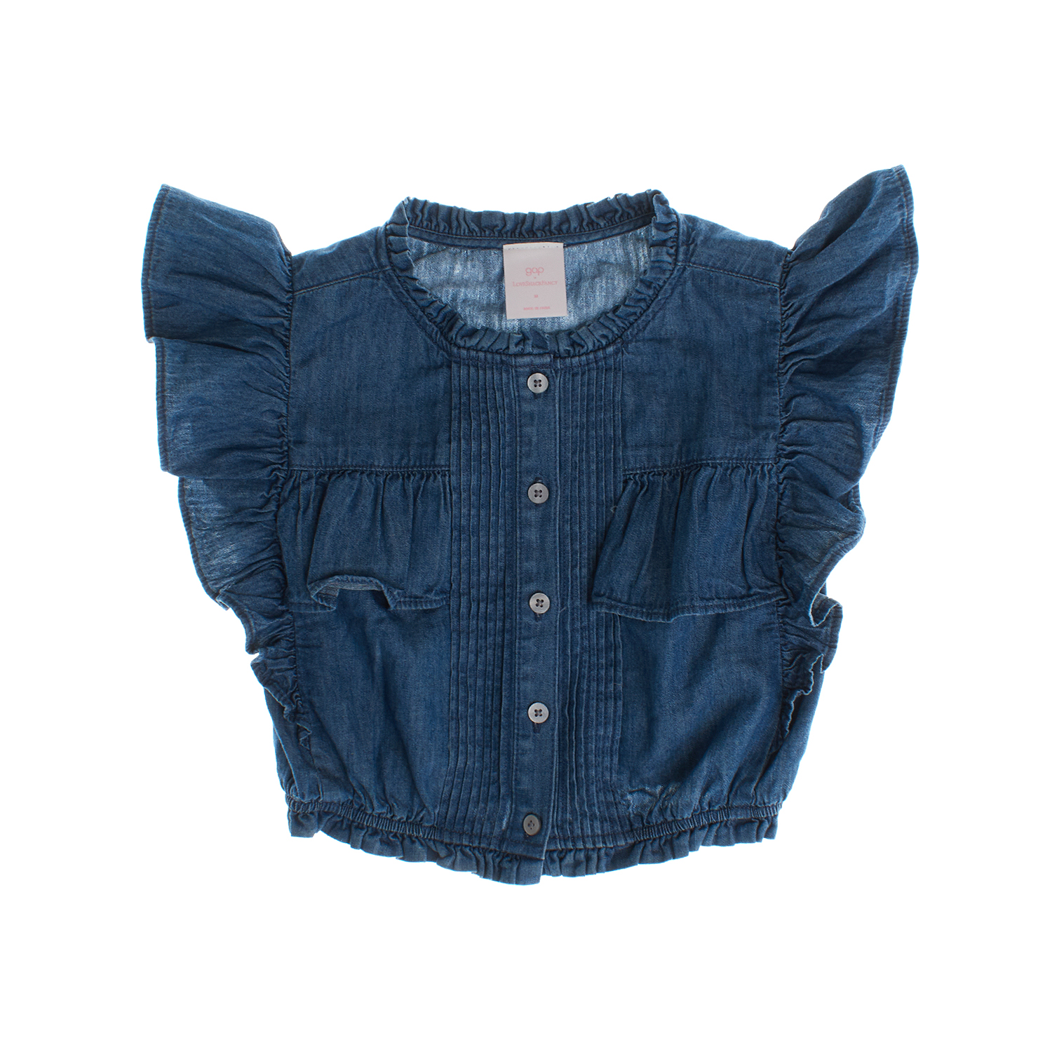 Camisa de ganga Menina Azul