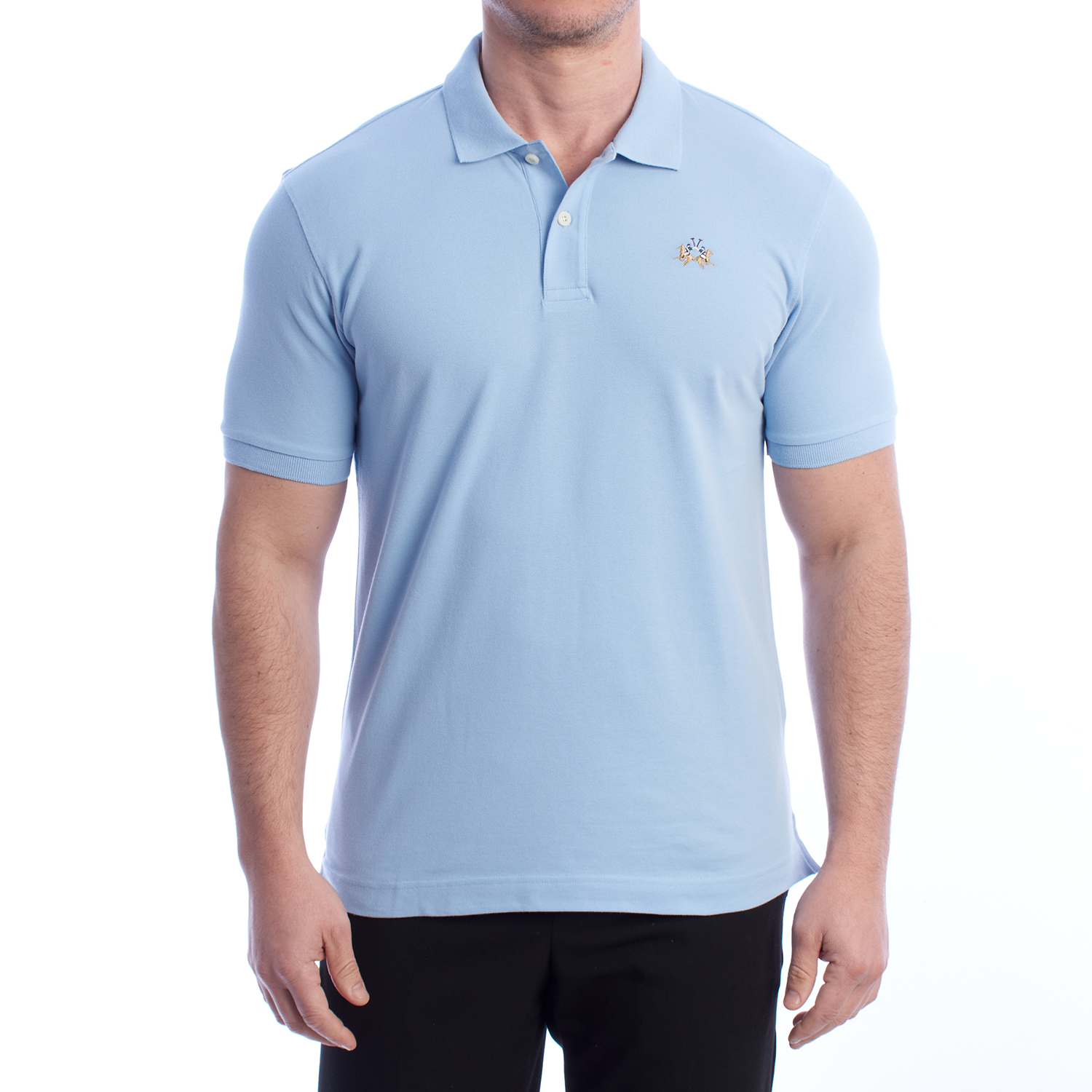 Pólo Homem Slim Fit Azul Claro