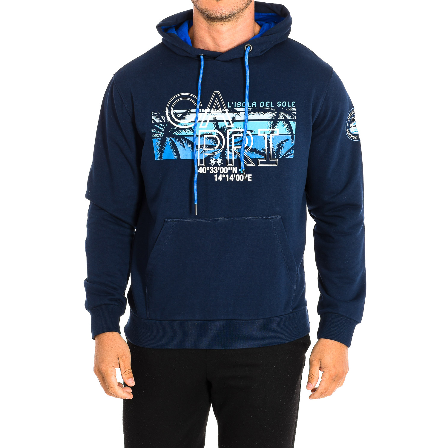Sweatshirt com Capuz Homem Azul Marinho