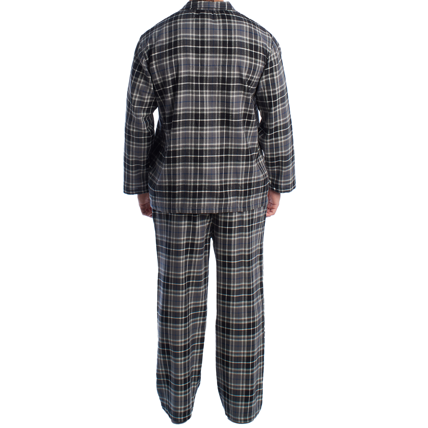 Pijama de Manga Comprida Cinza-Preto-Branco