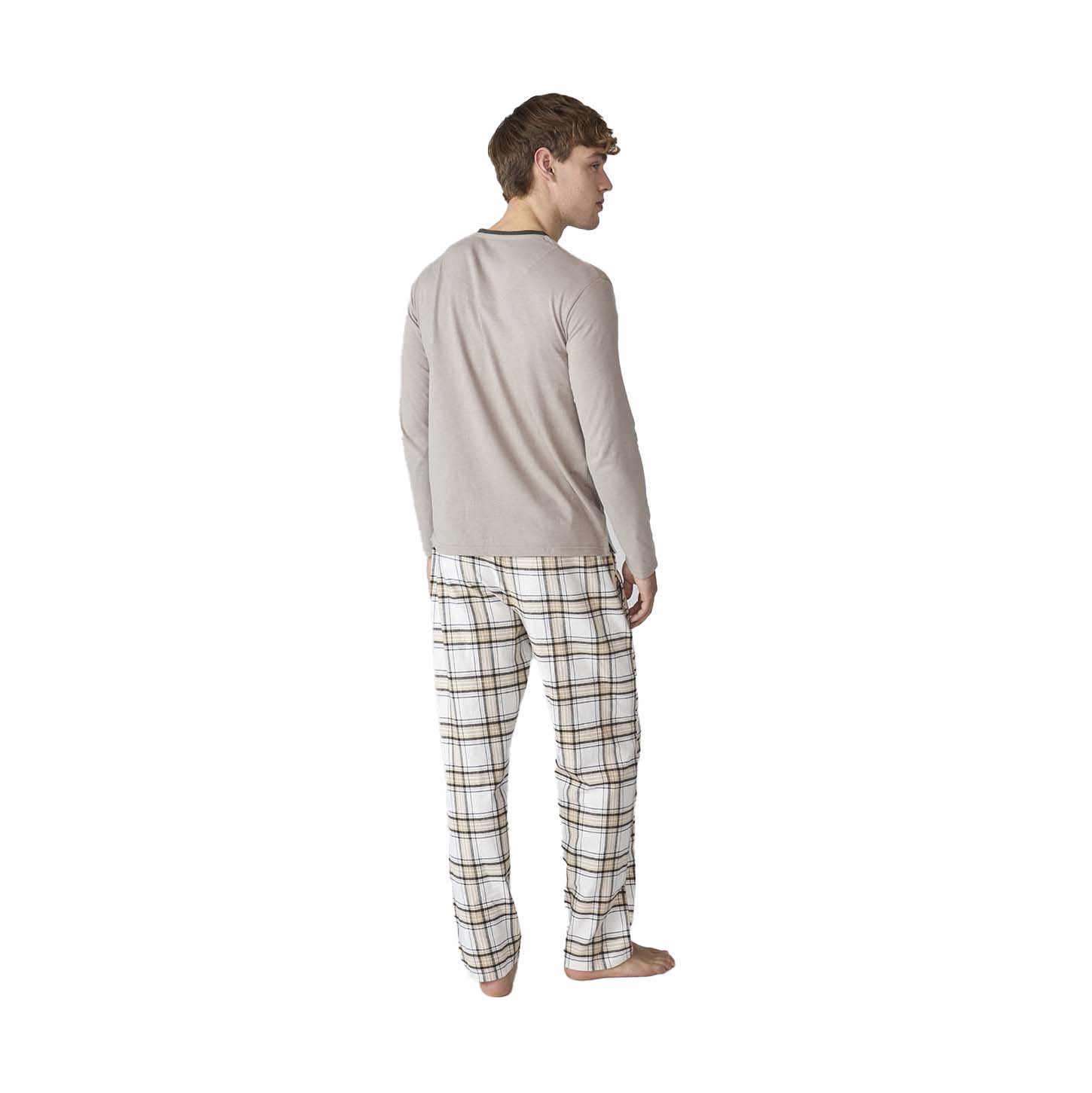 Pijama de Algodão Homem Manga Comprida Taupe