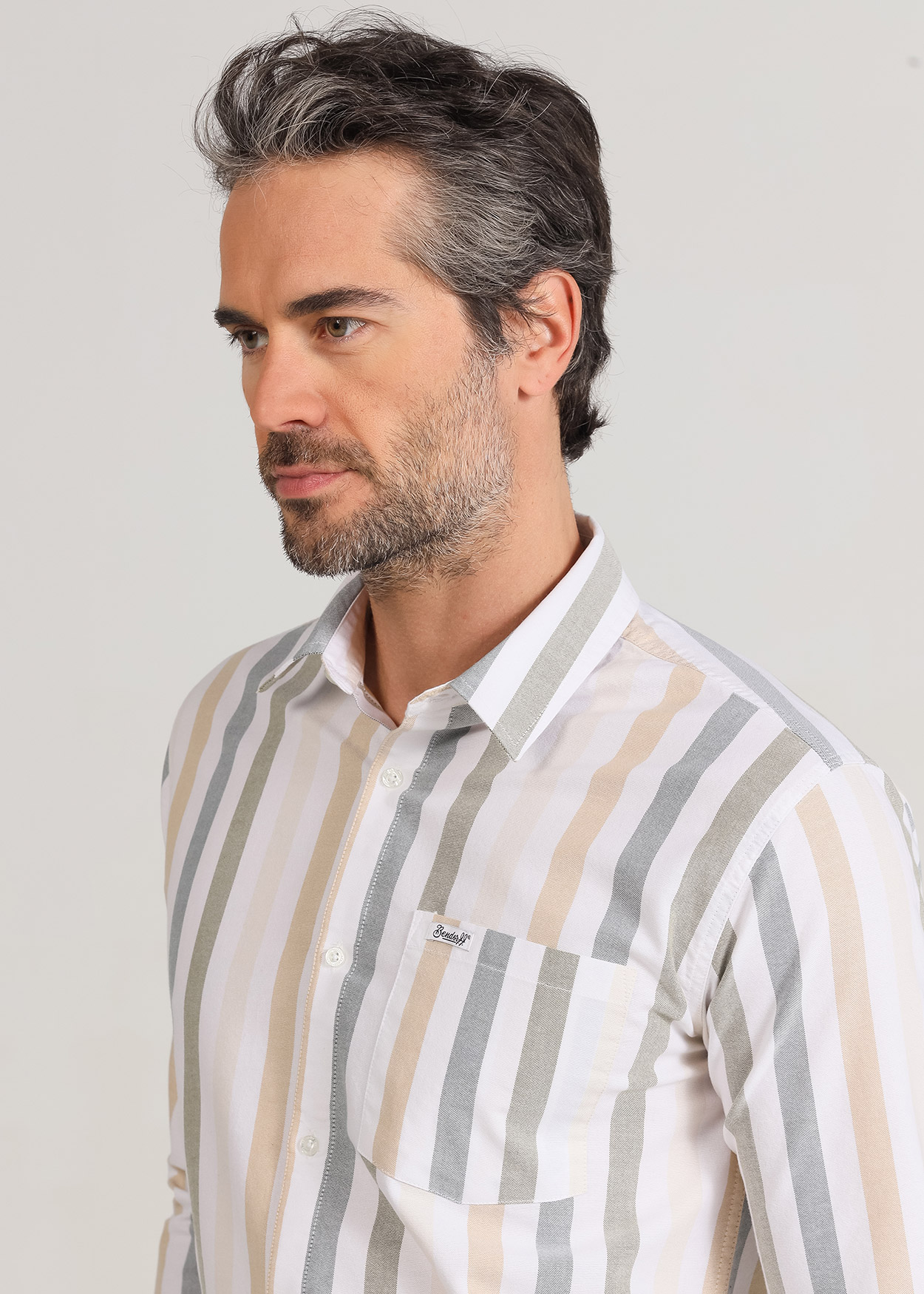 Camisa Oxford Manga Comprida Multicor