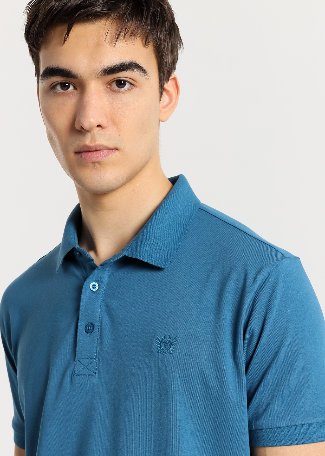 Pólo Desportivo de Manga Curta com Elástico Azul