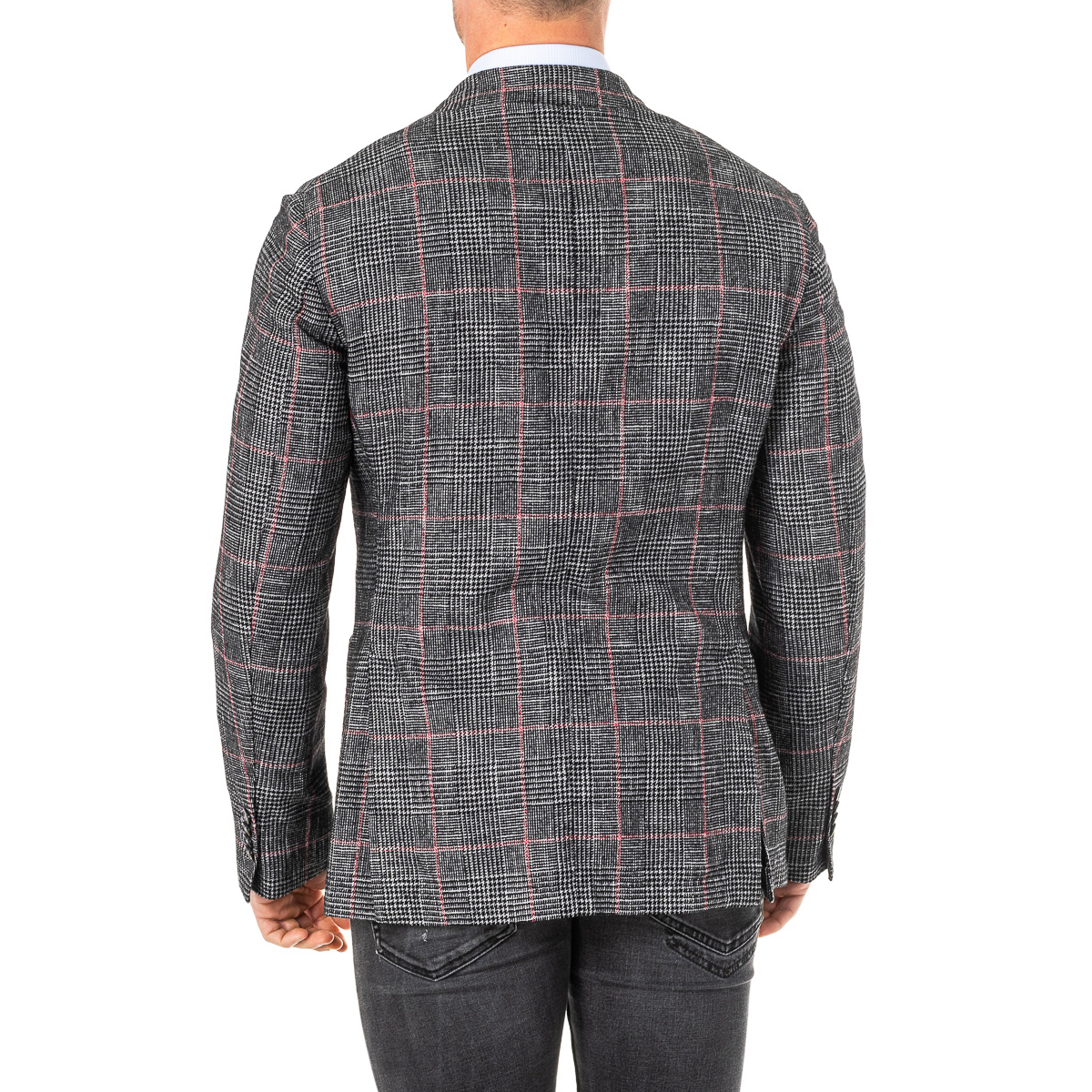 Blazer Homem com Padrão Xadrez Preto