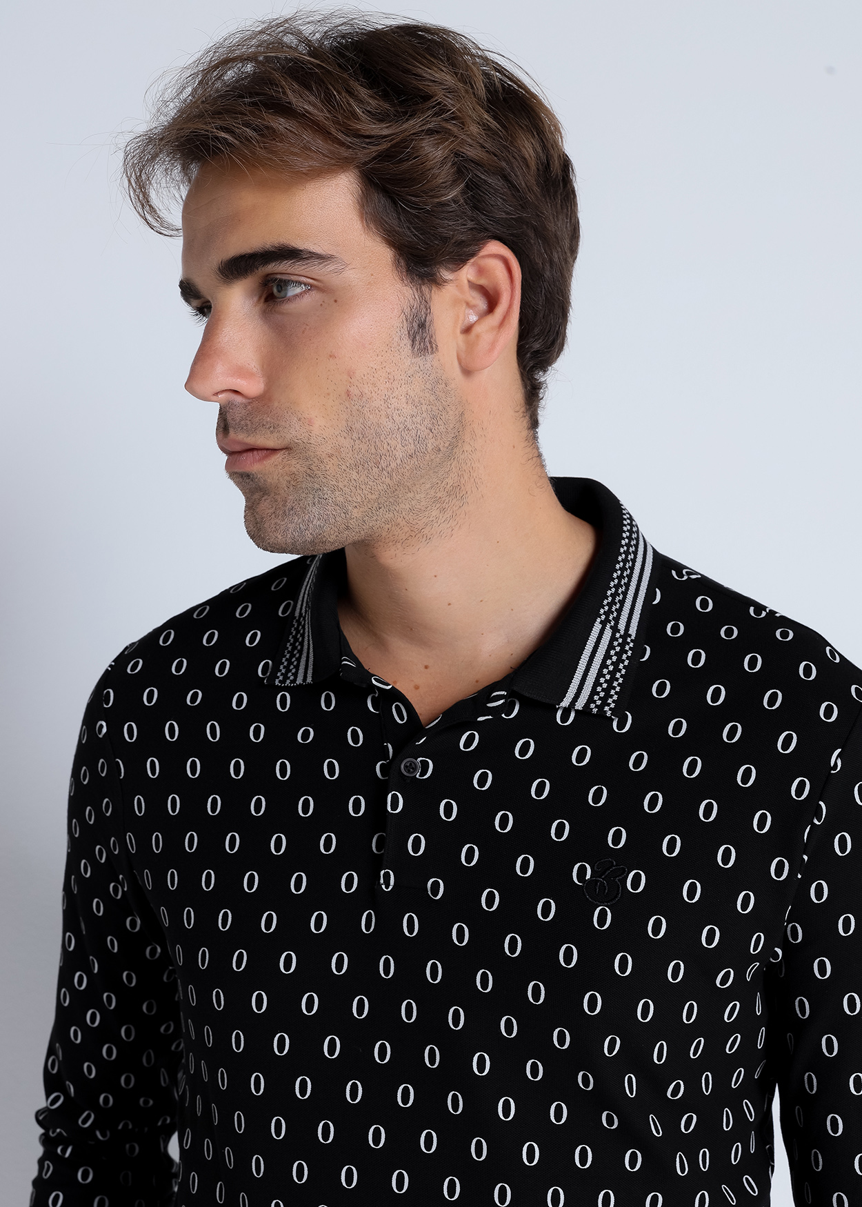 Pólo de manga comprida Preto