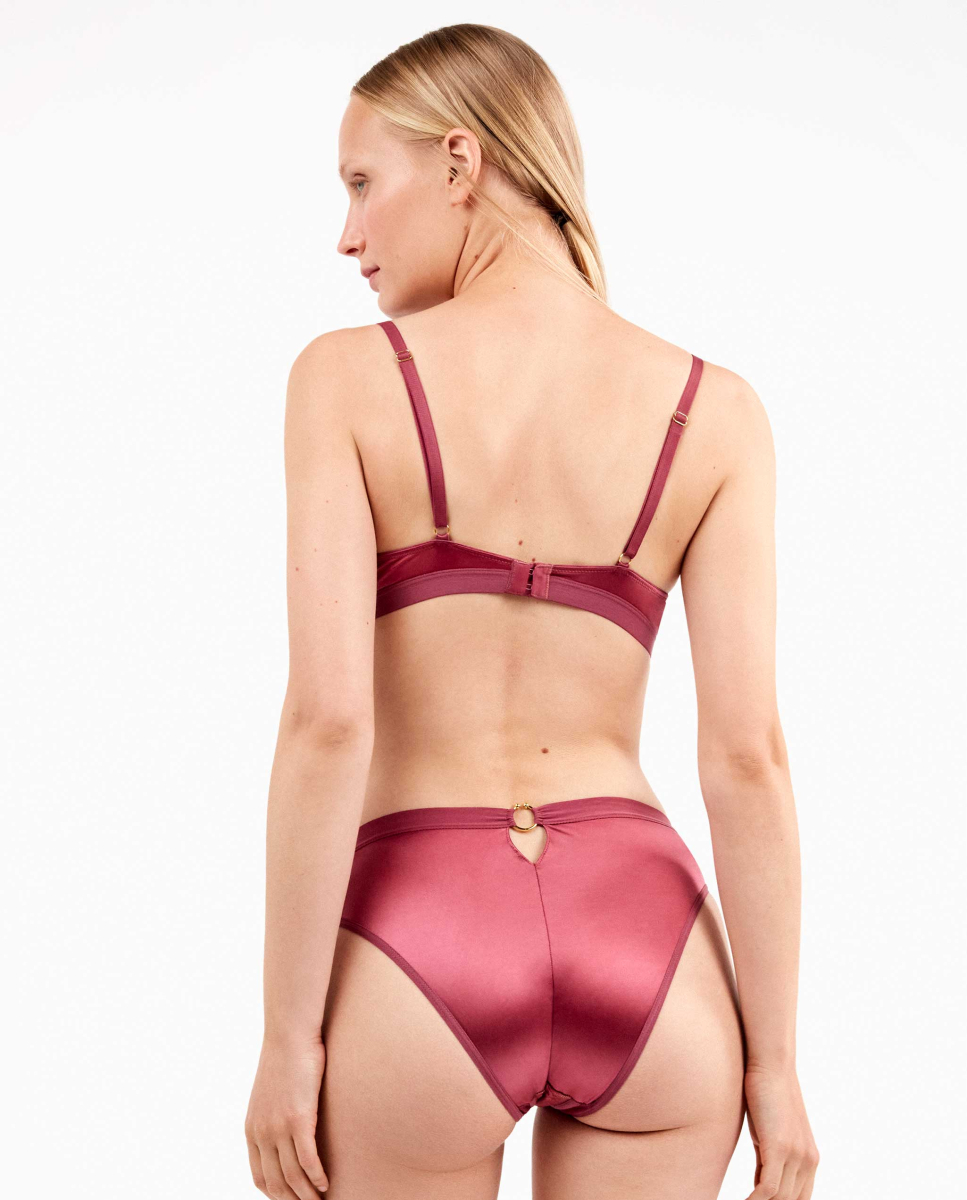 Cuecas clássicas renda floral Vermelho