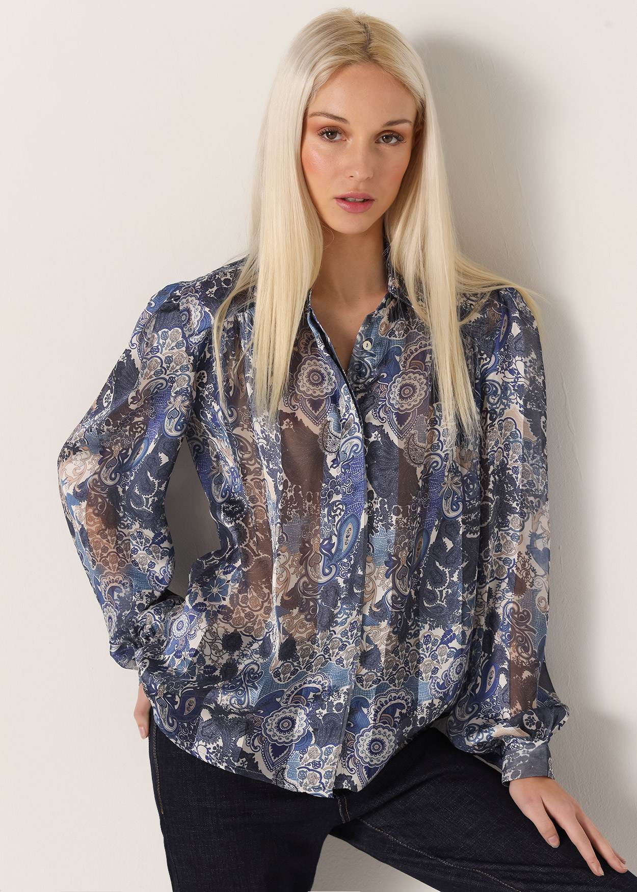 Camisa fluída Senhora Multicolorido