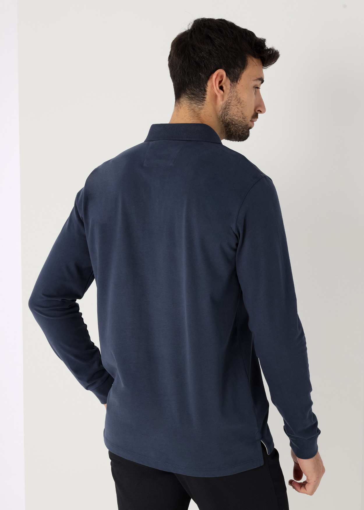 Pólo Básico de manga comprida Azul