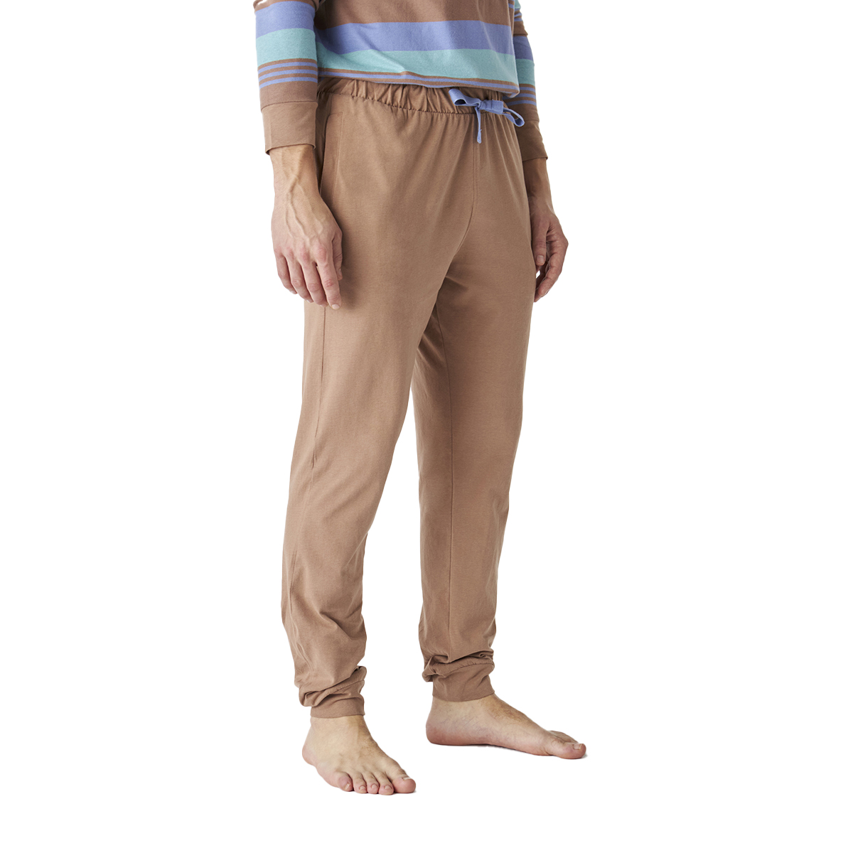 Pijama de Algodão Homem Manga Comprida Verde e Castanho