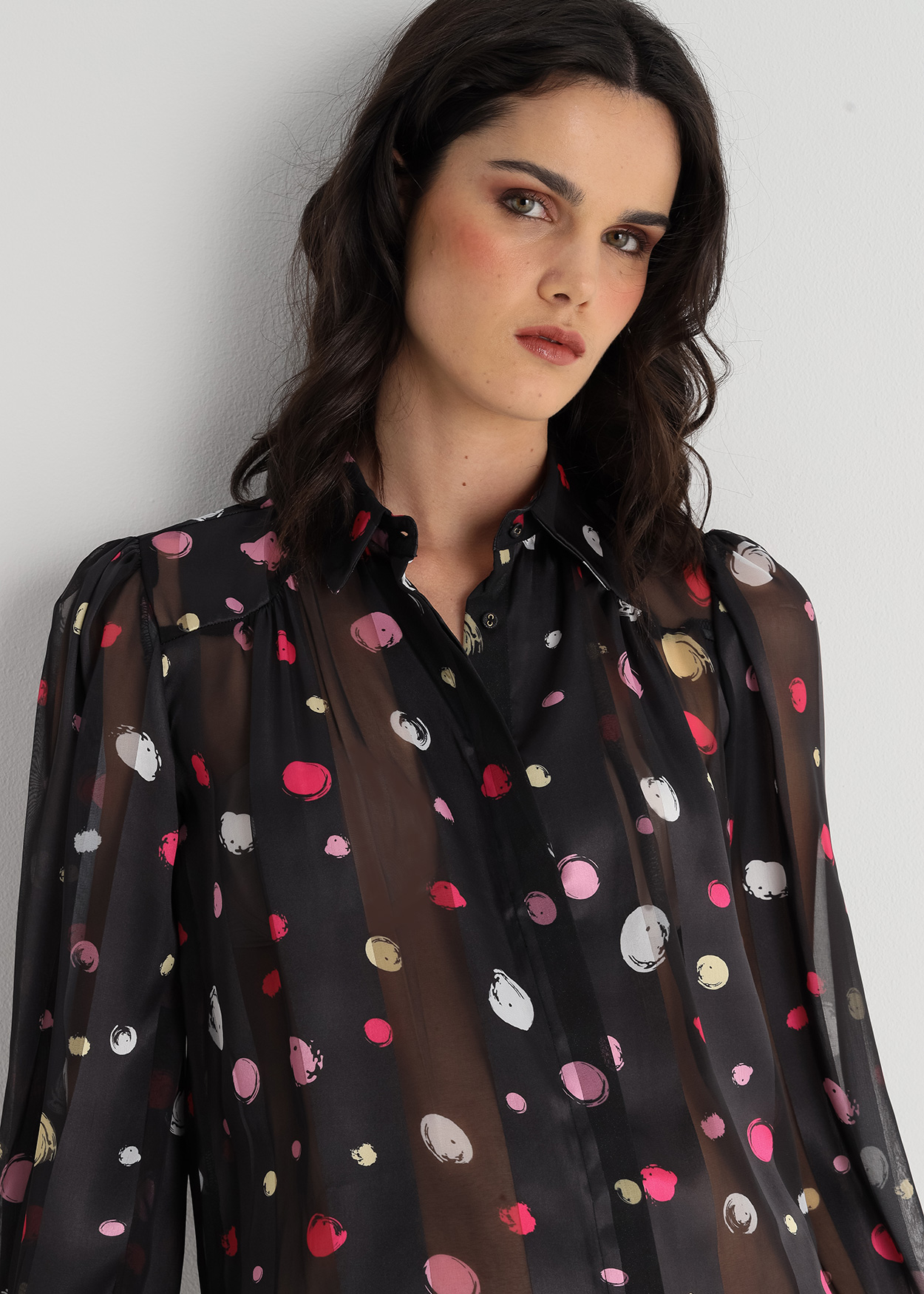 Camisa plissada Senhora Multicolorido