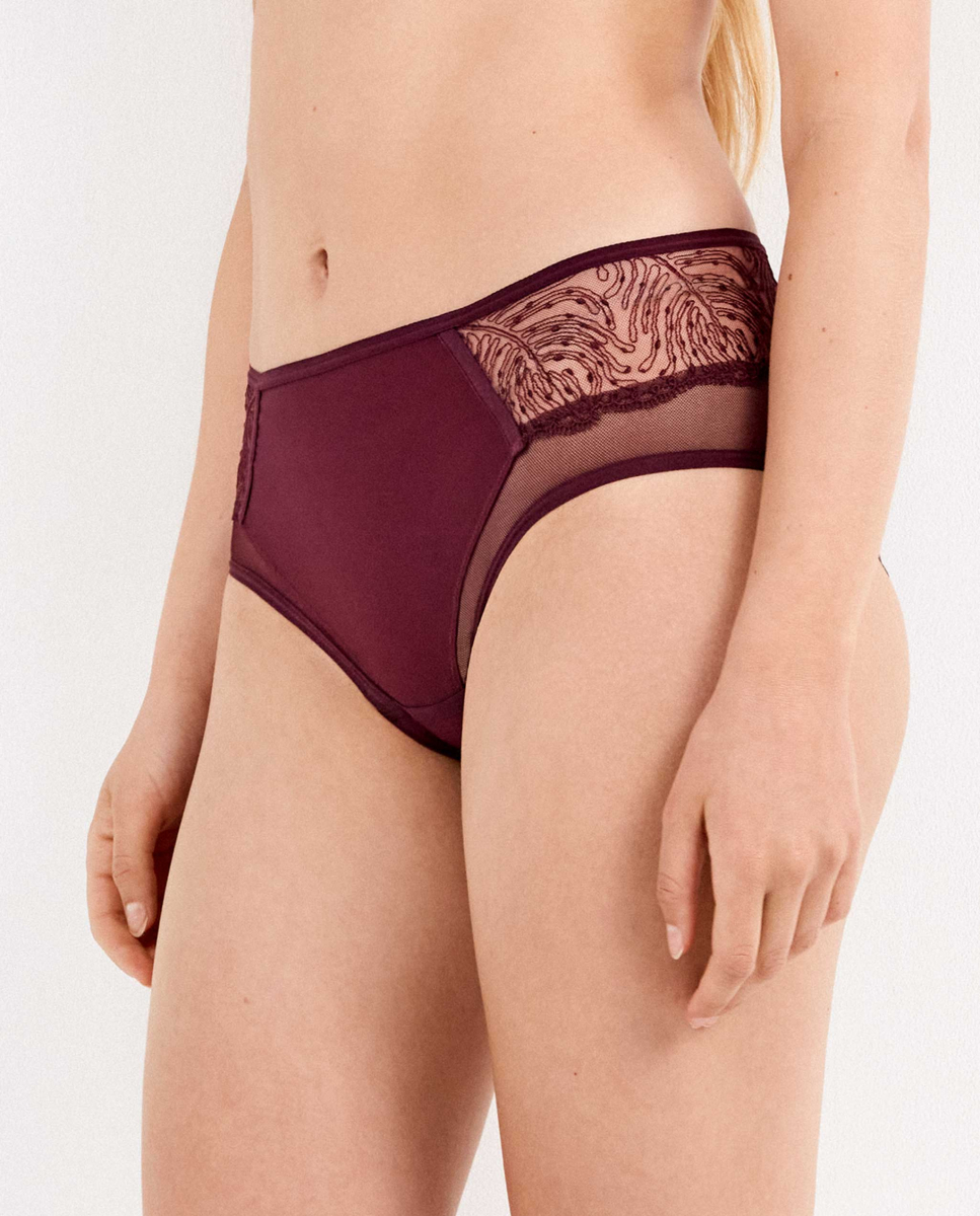 Cuecas detalhes transparentes Vermelho