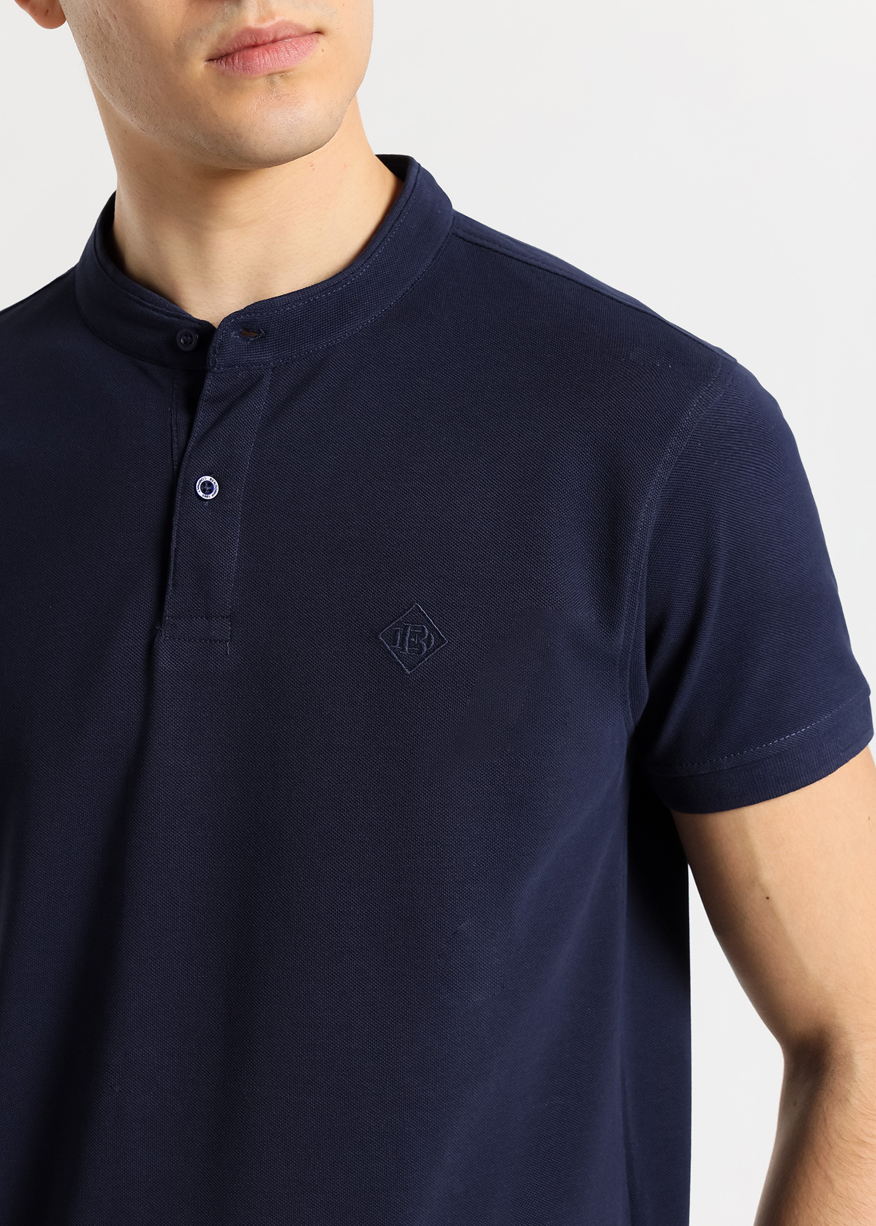 Pólo clássico de manga curta Azul