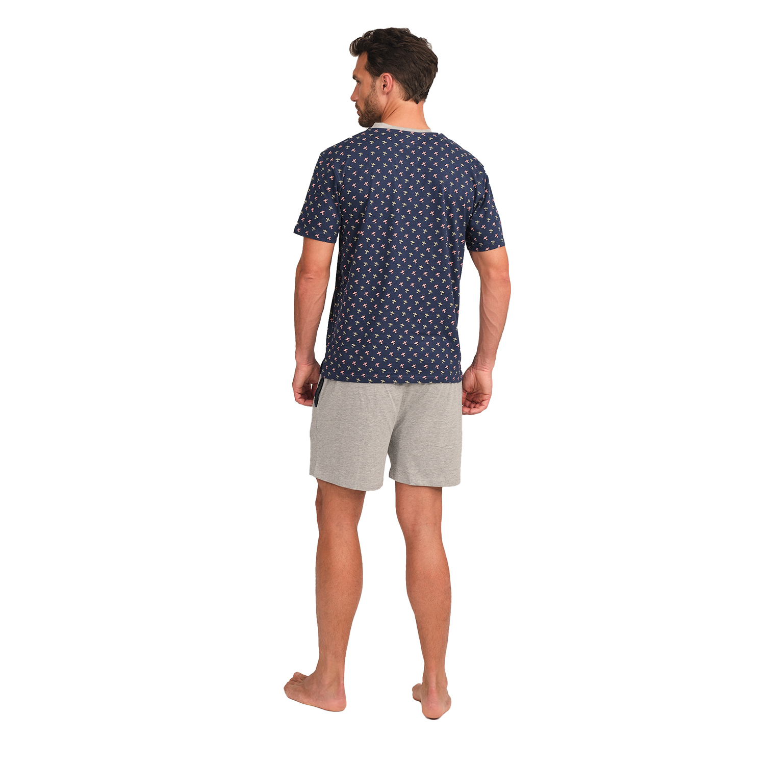 Pijama Homem Manga Curta Azul e Cinzento