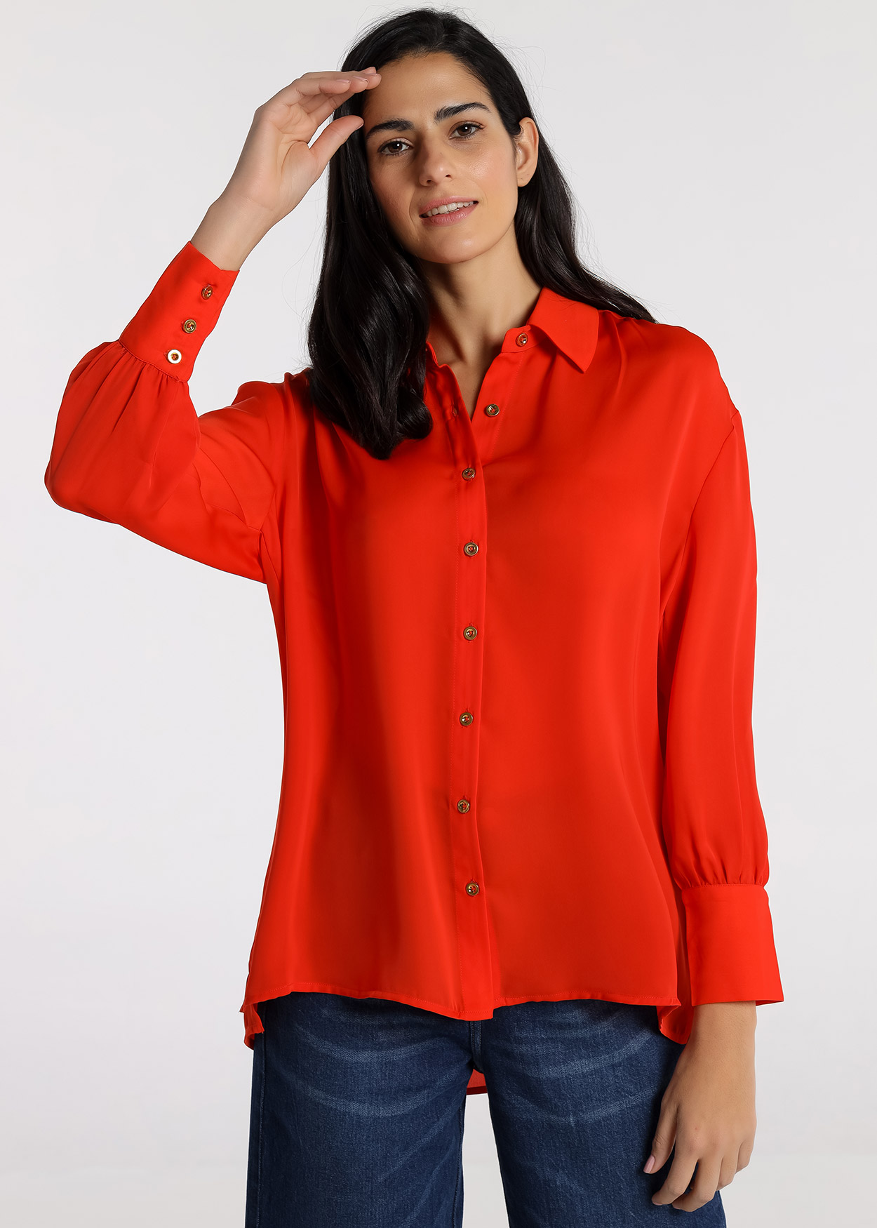 Camisa de cetim Senhora Vermelho