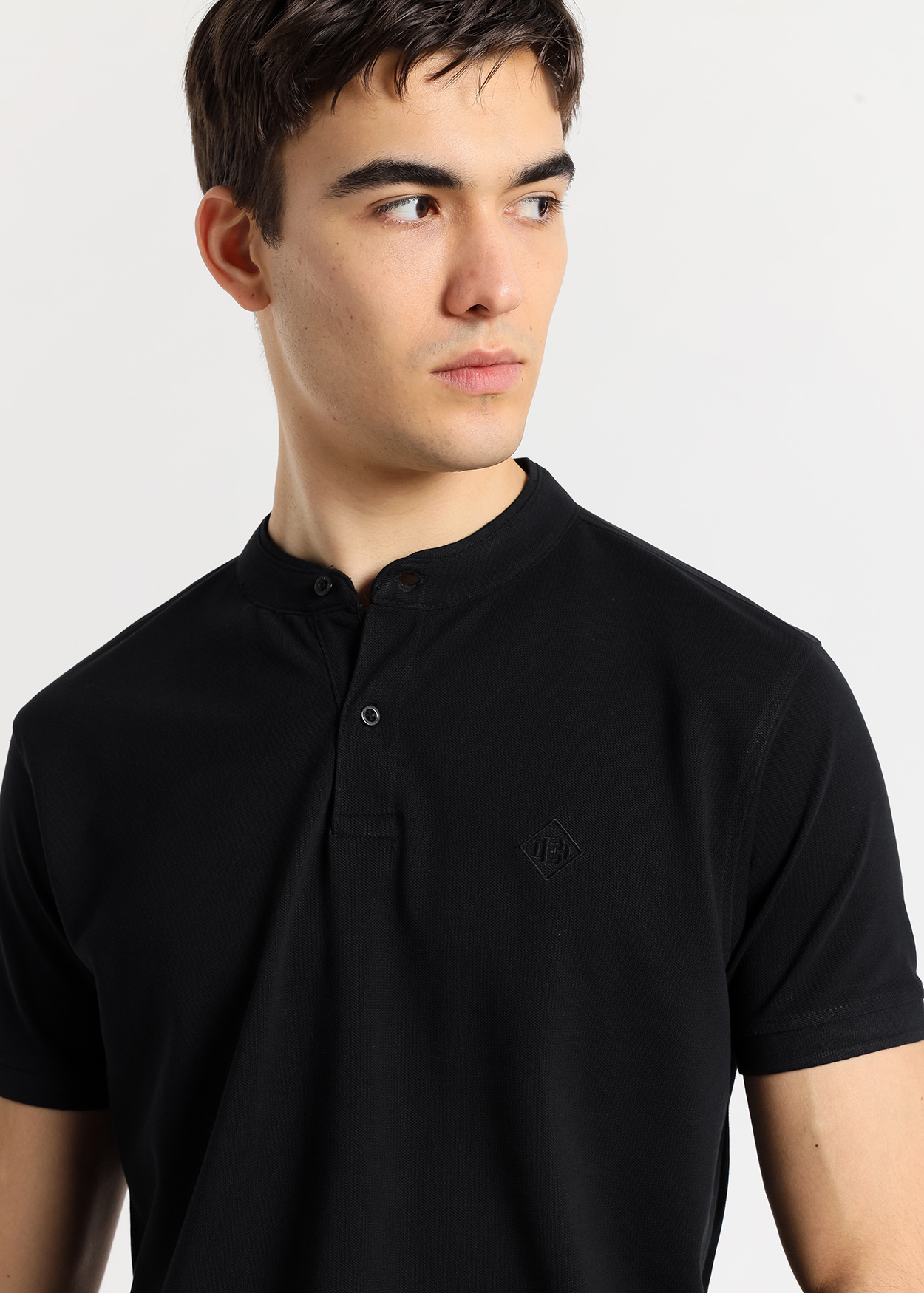 Pólo clássico de manga curta Preto