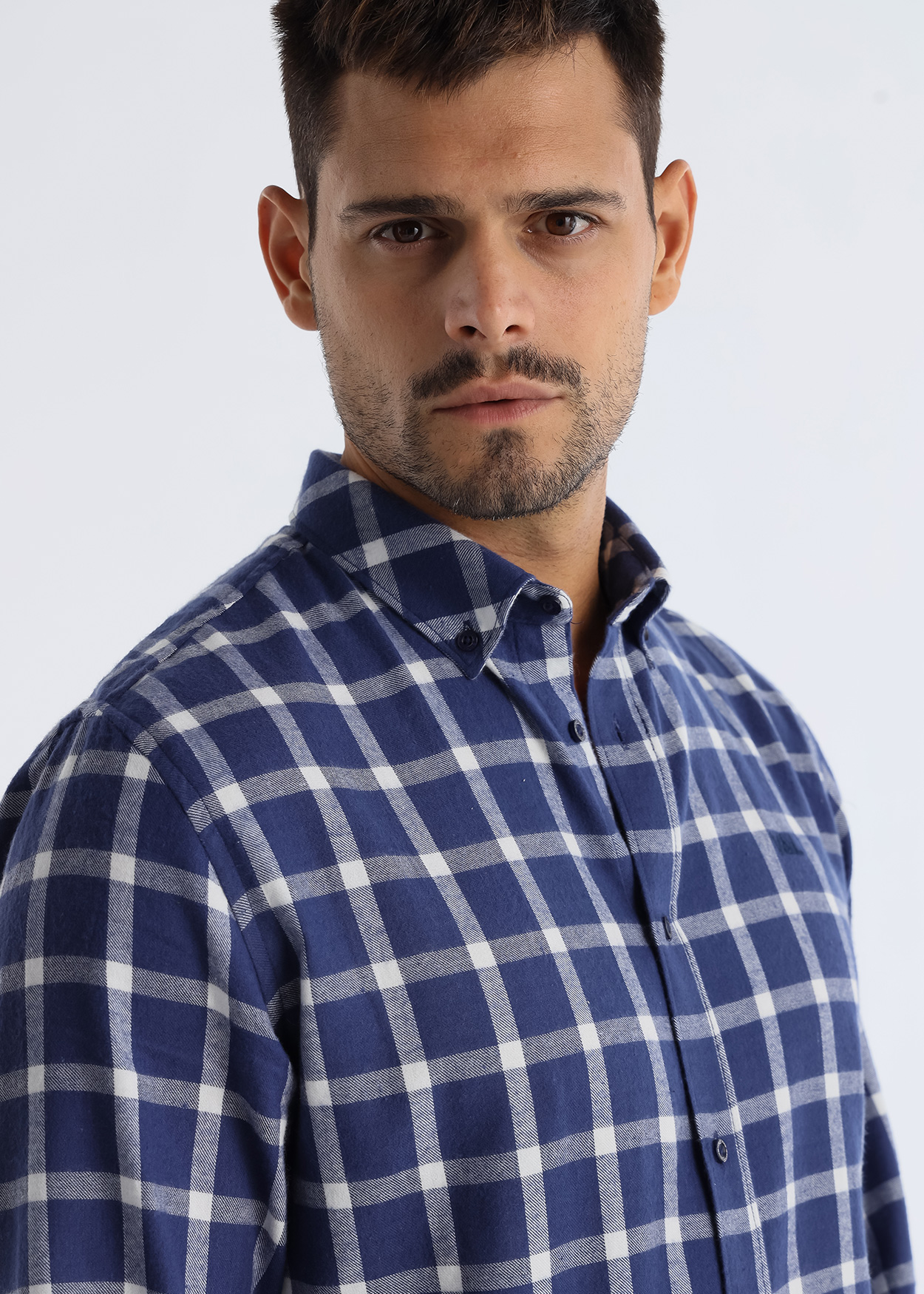 Camisa de flanela xadrez Homem Azul