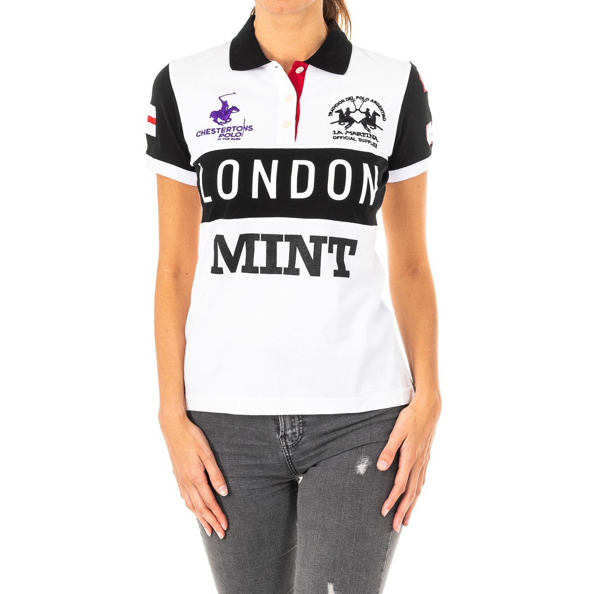 Pólo Senhora Branco e Preto