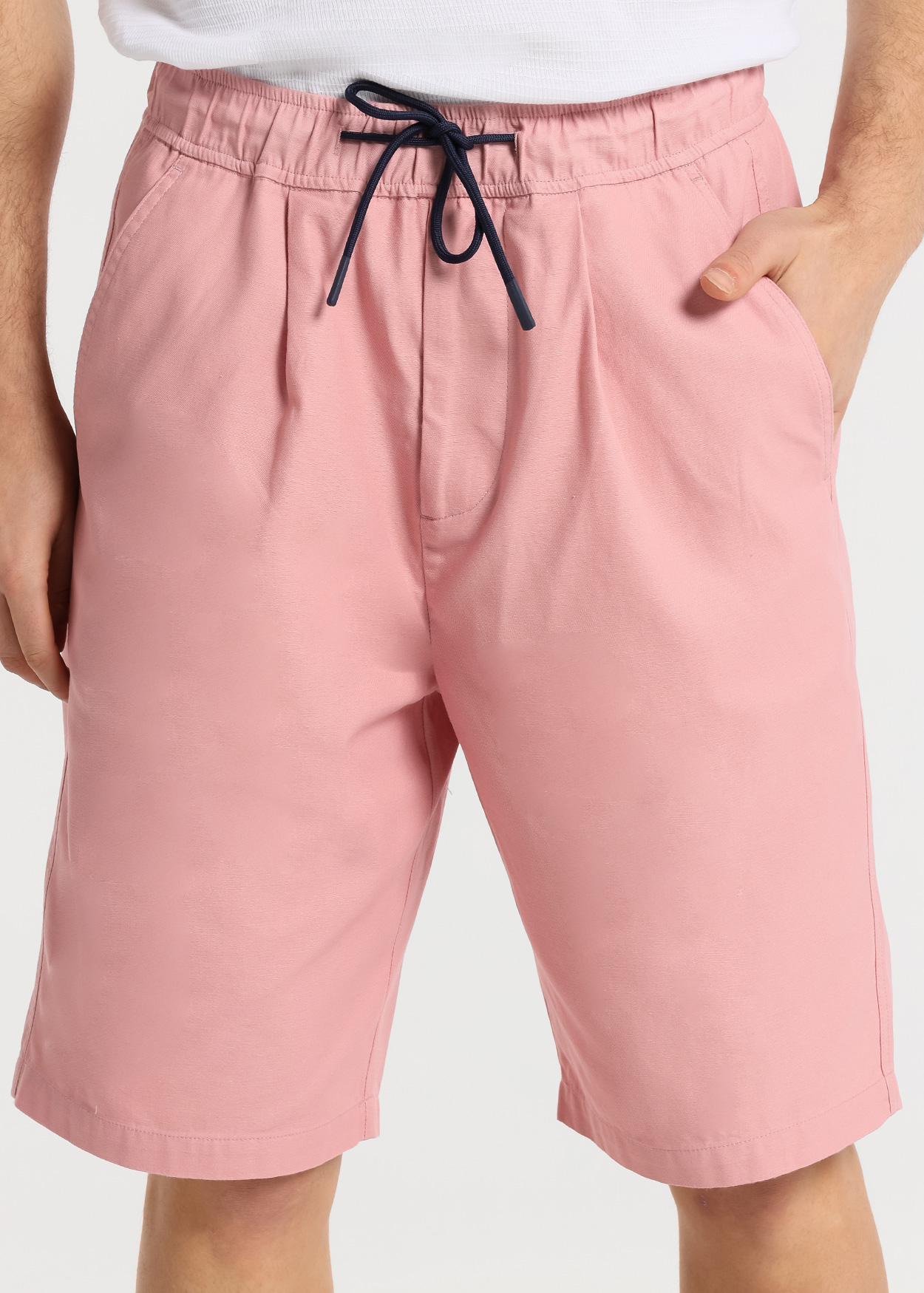 Calções chino de linho Homem Rosa