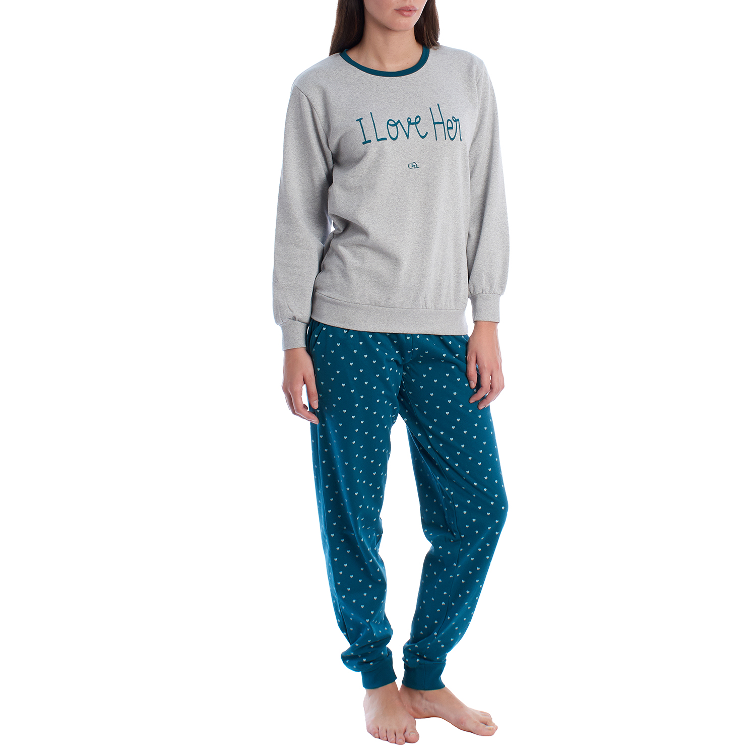 Pijama de Manga Comprida Verde Esmeralda