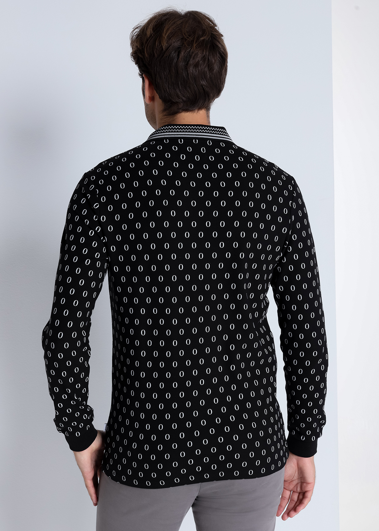 Pólo de manga comprida Preto