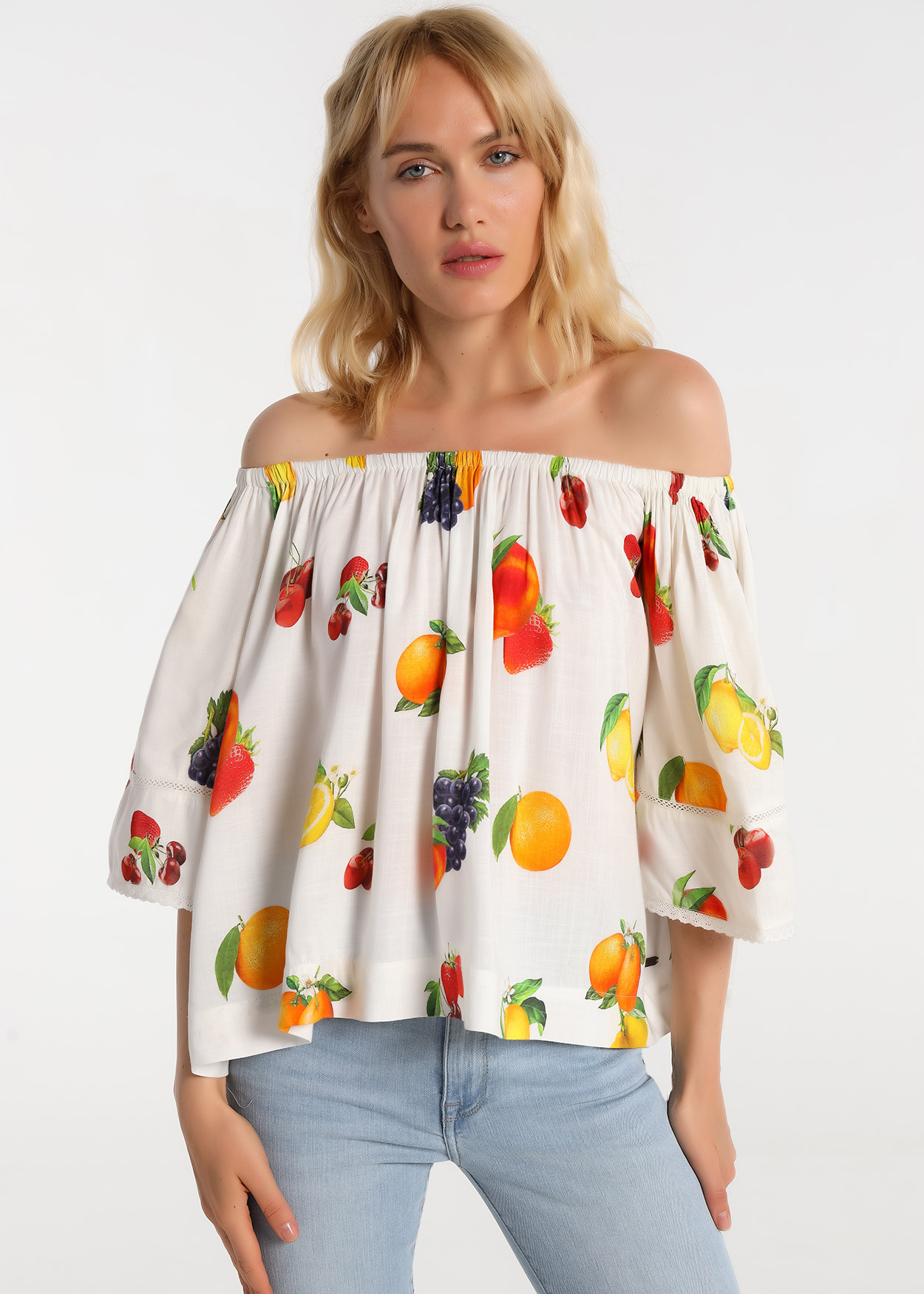 Top de ombros descobertos Senhora Multicolorido