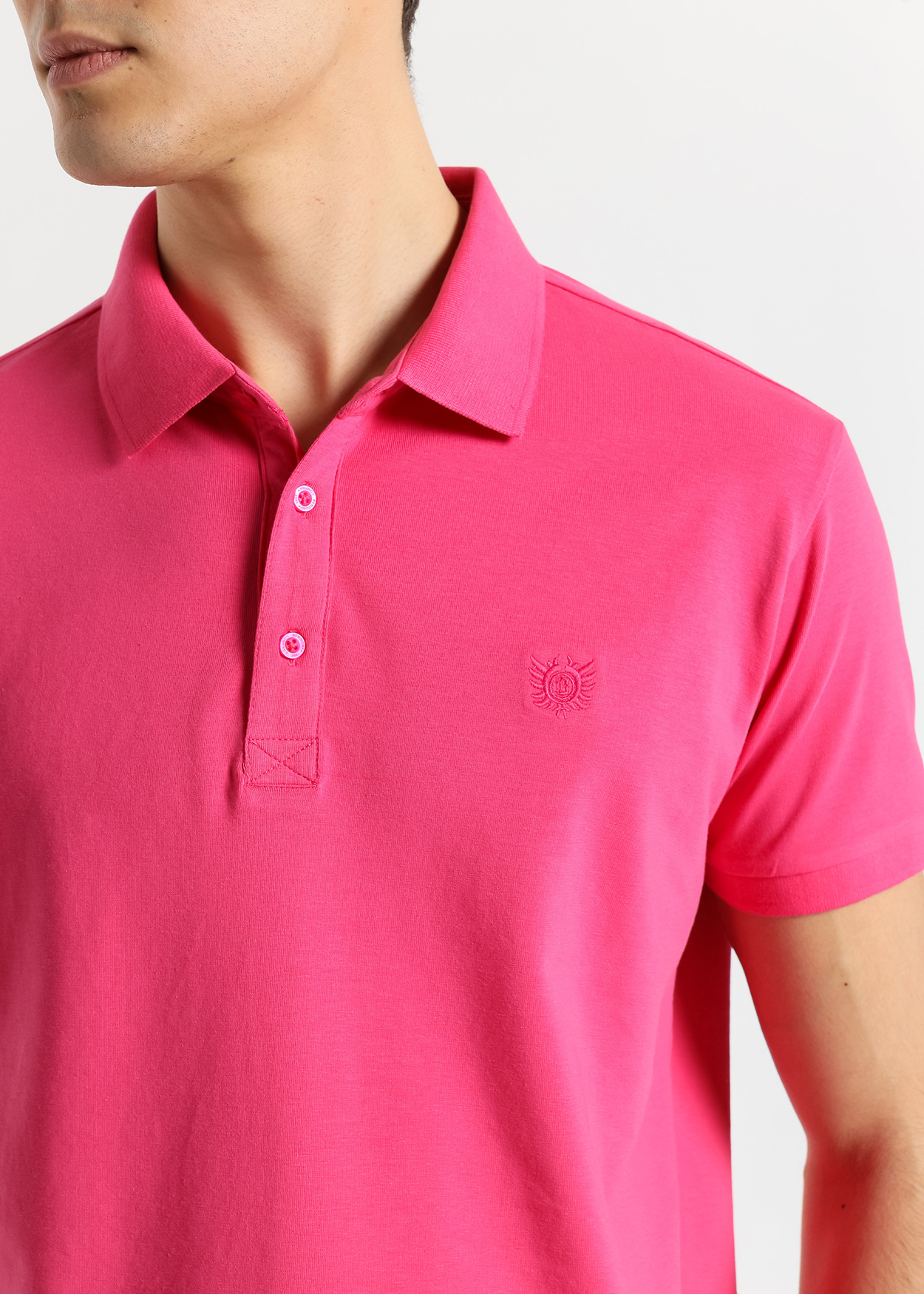 Pólo Desportivo de Manga Curta com Elástico Rosa