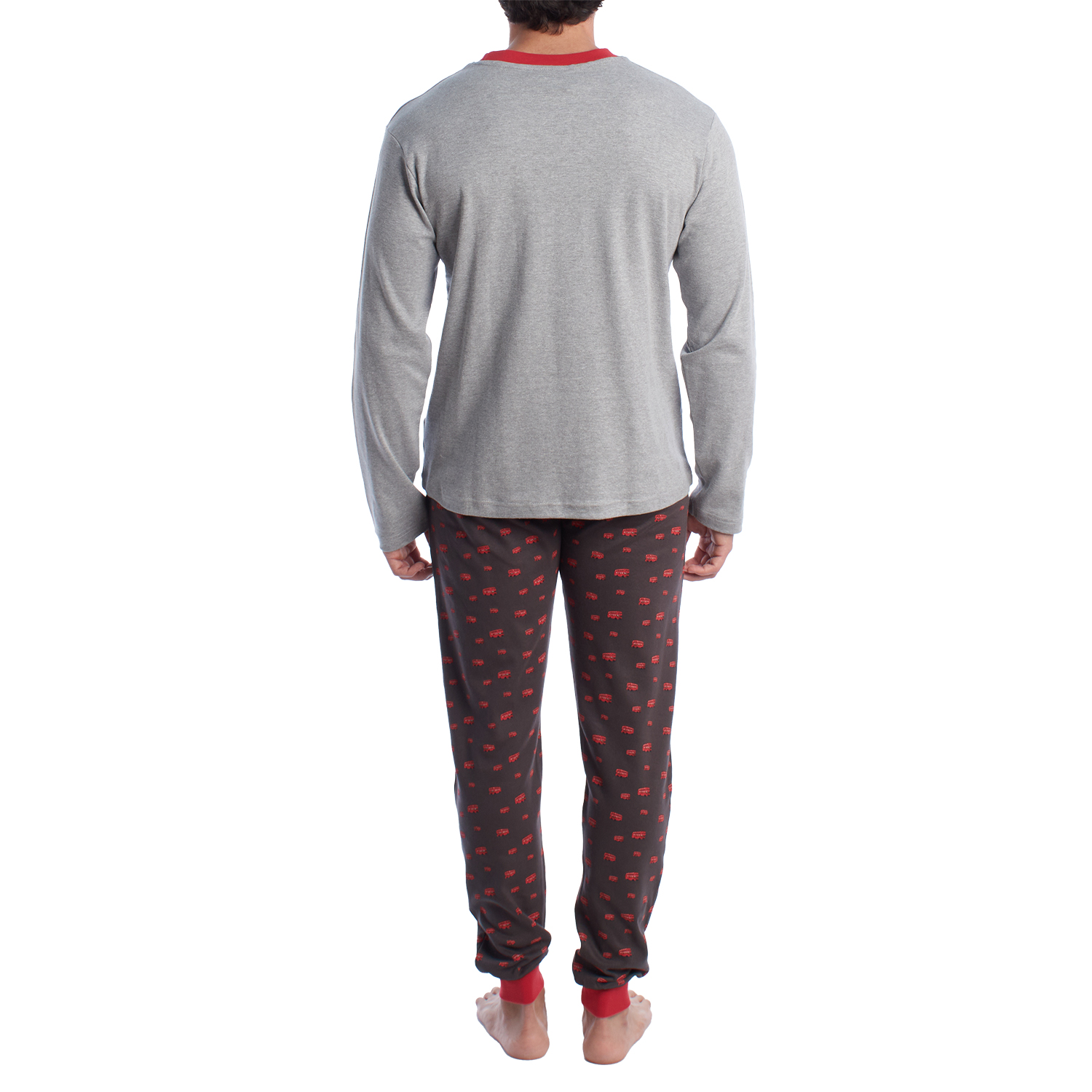 Pijama de Manga Comprida Cinza-Castanho