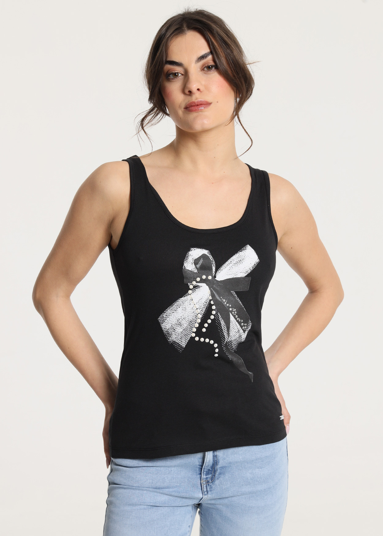 Top alças finas Senhora Preto