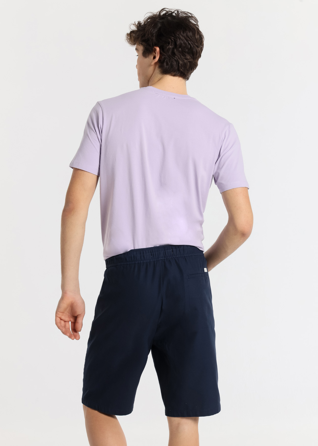 Calções chino de linho Homem Azul