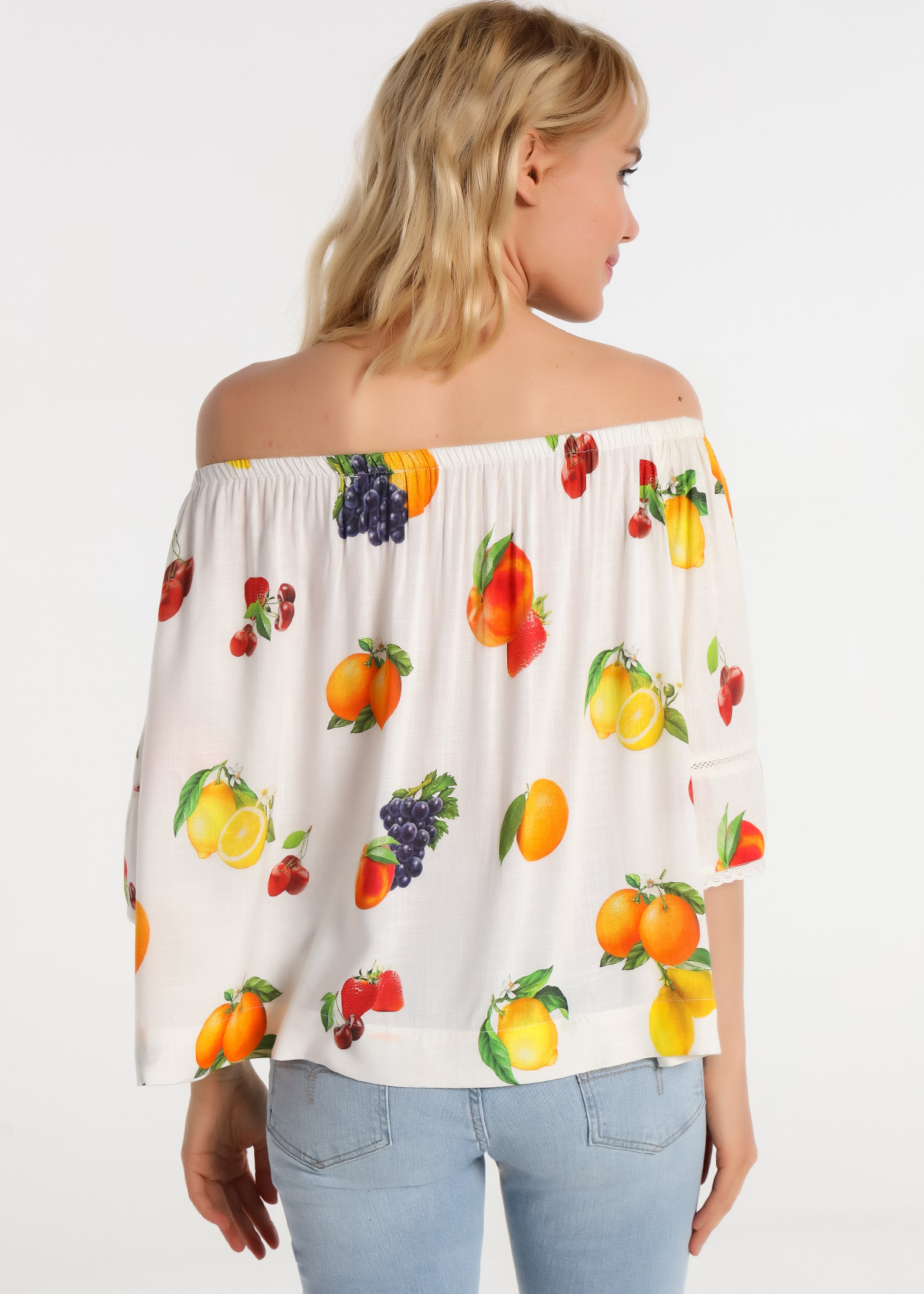 Top de ombros descobertos Senhora Multicolorido