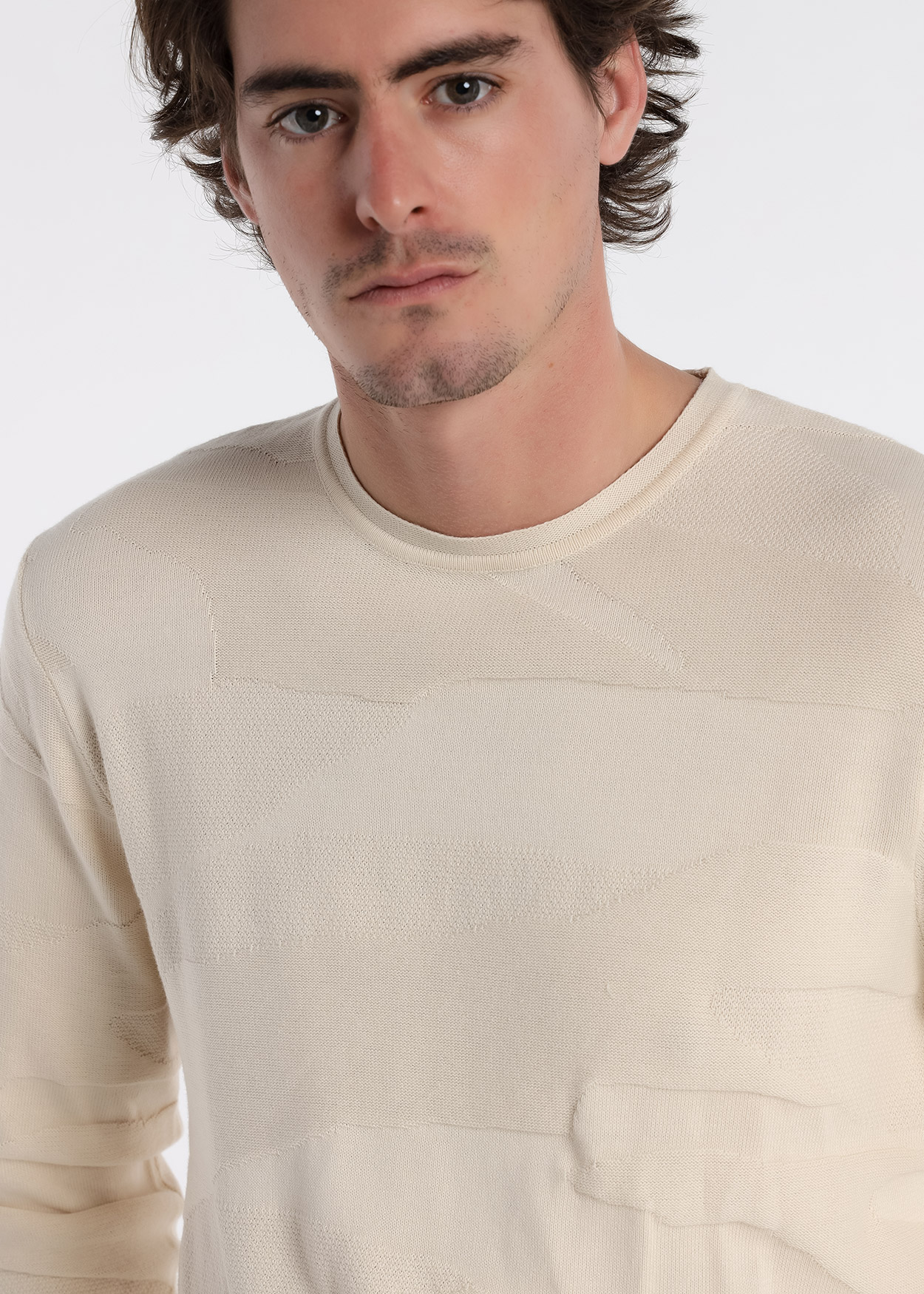 Camisola de gola redonda Bege