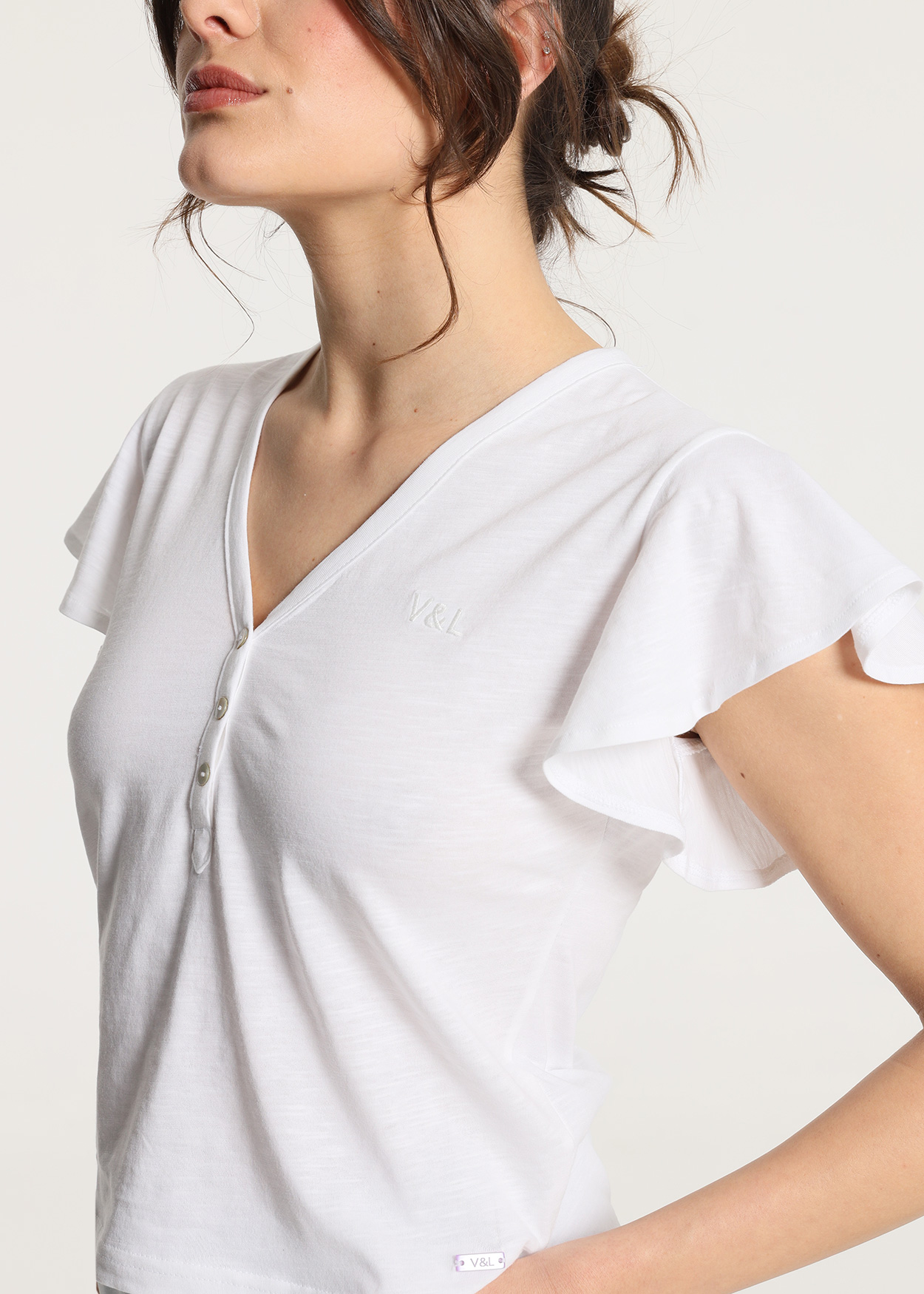 Camisola com mangas bufantes Senhora Branco