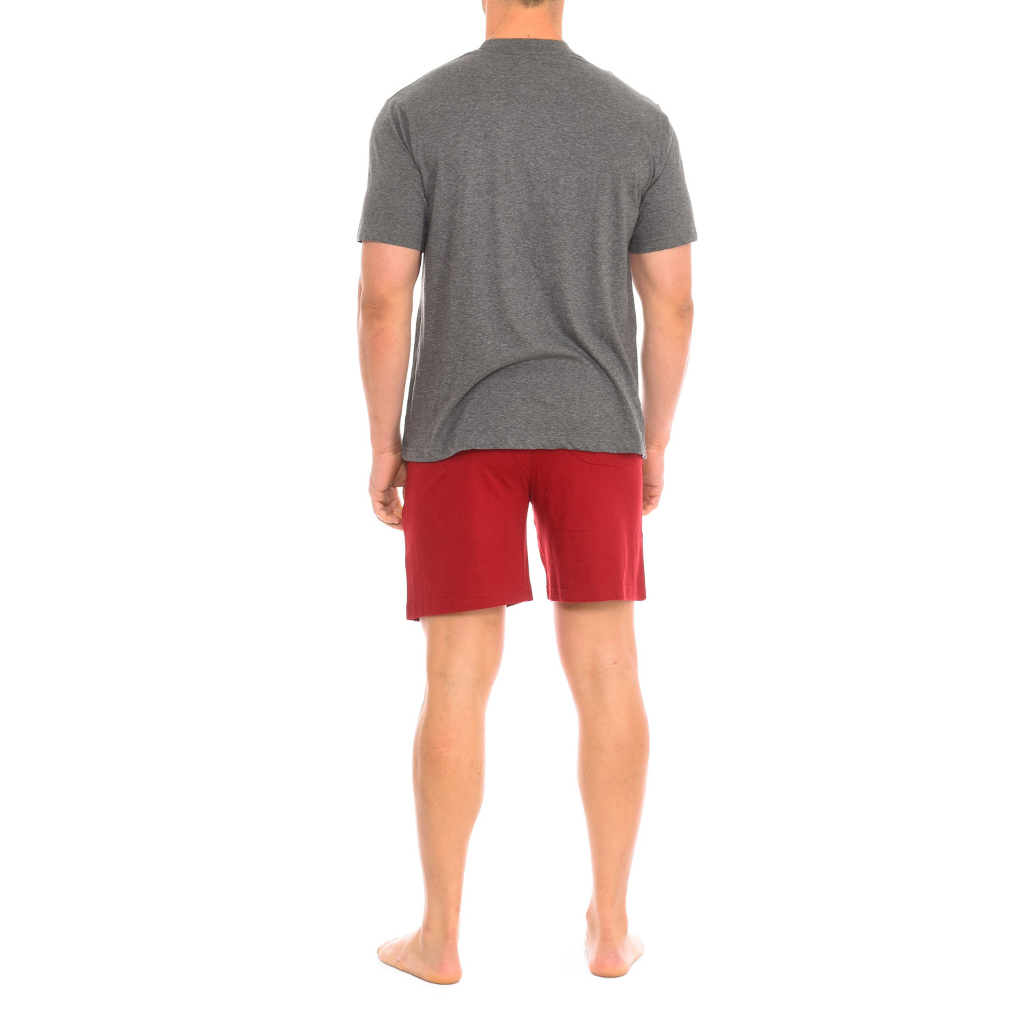 Pijama de Manga Curta Cinza-Vermelho