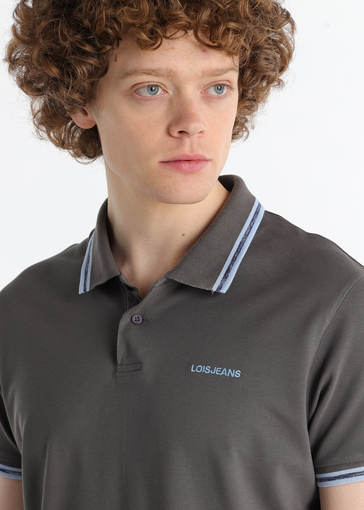 Pólo em Piqué Homem Cinzento