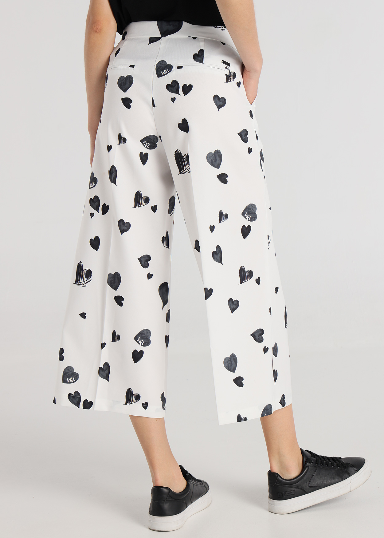 Calças cropped largas Senhora Branco