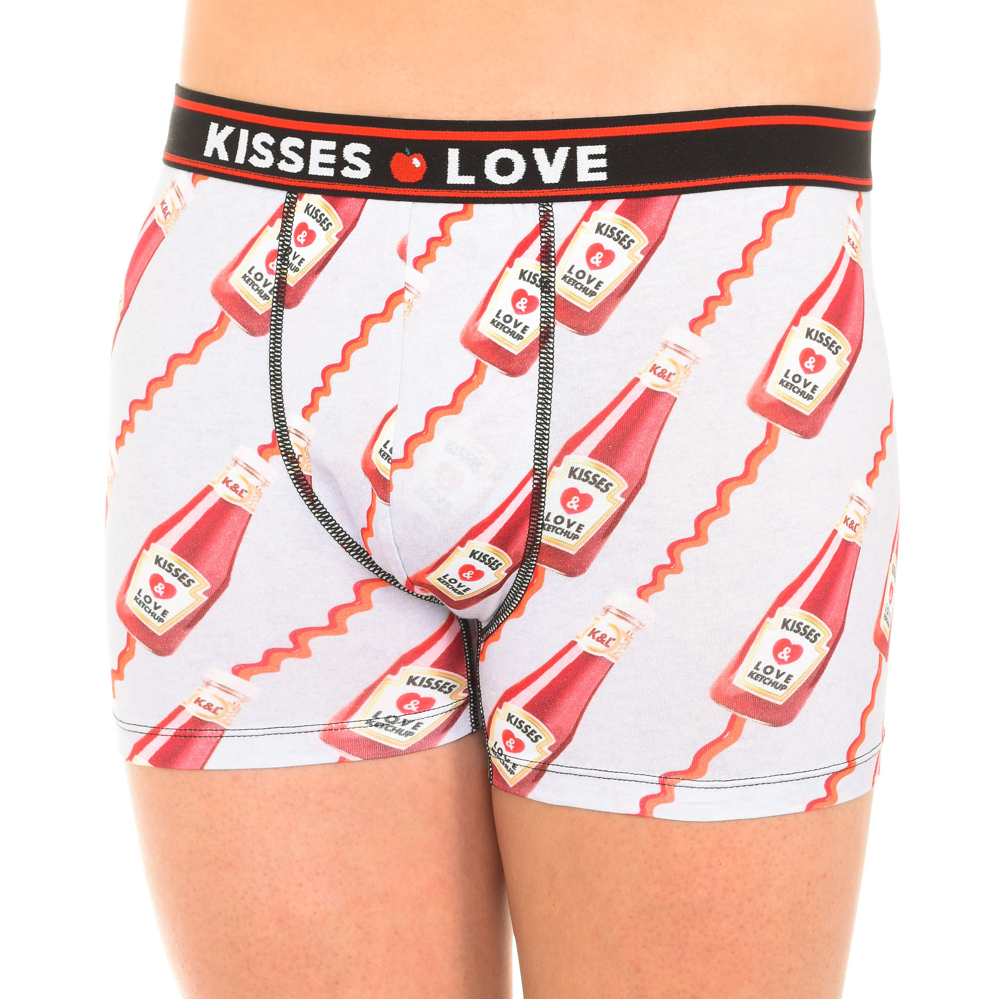 Boxers Cinza-Vermelho
