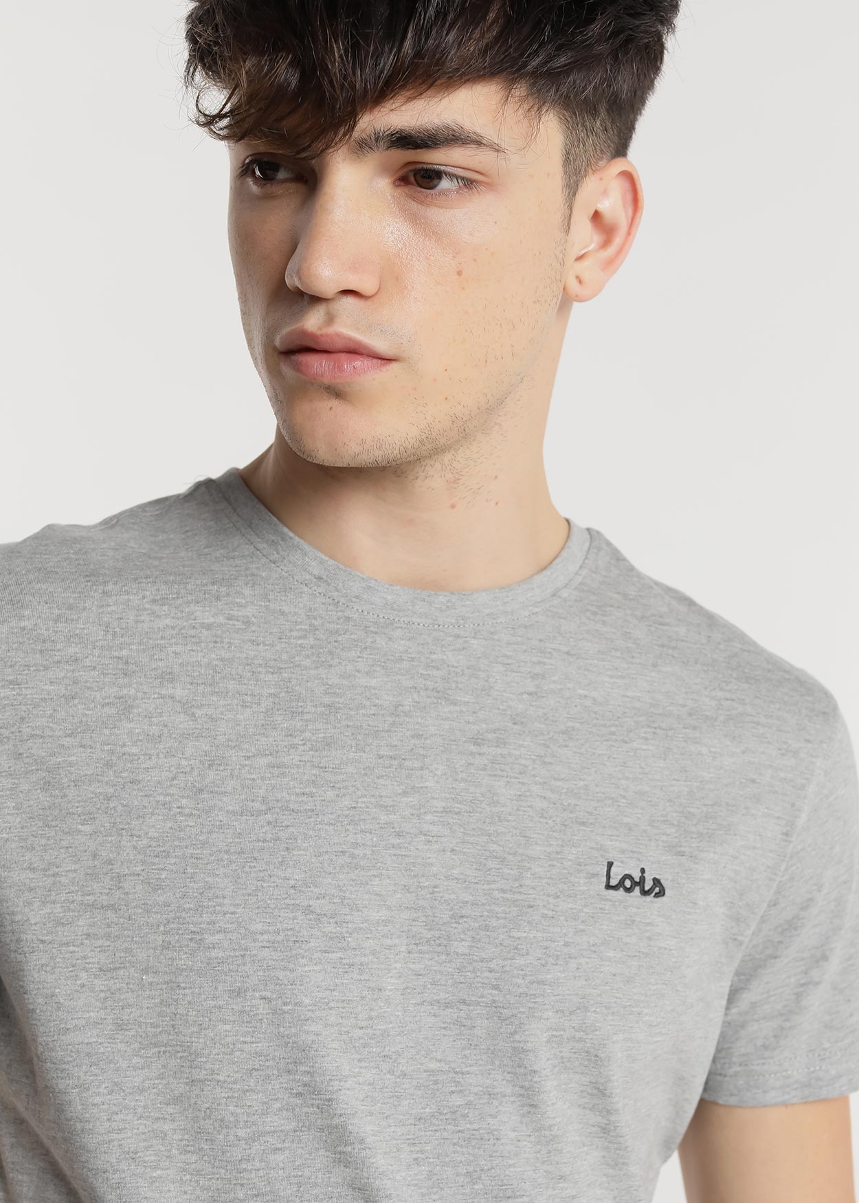 T-Shirt básica M/C logo Homem Cinzento