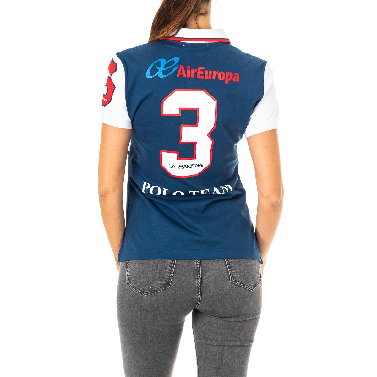 Pólo Senhora Azul e Branco