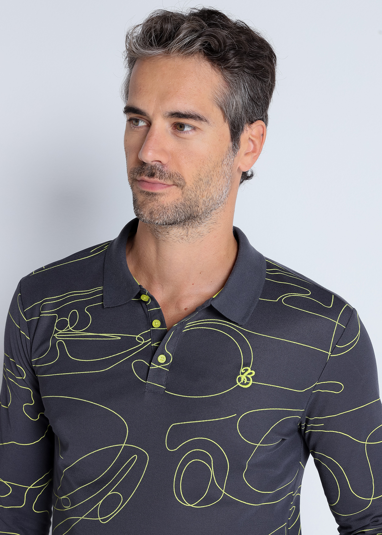 Pólo de manga comprida Cinzento