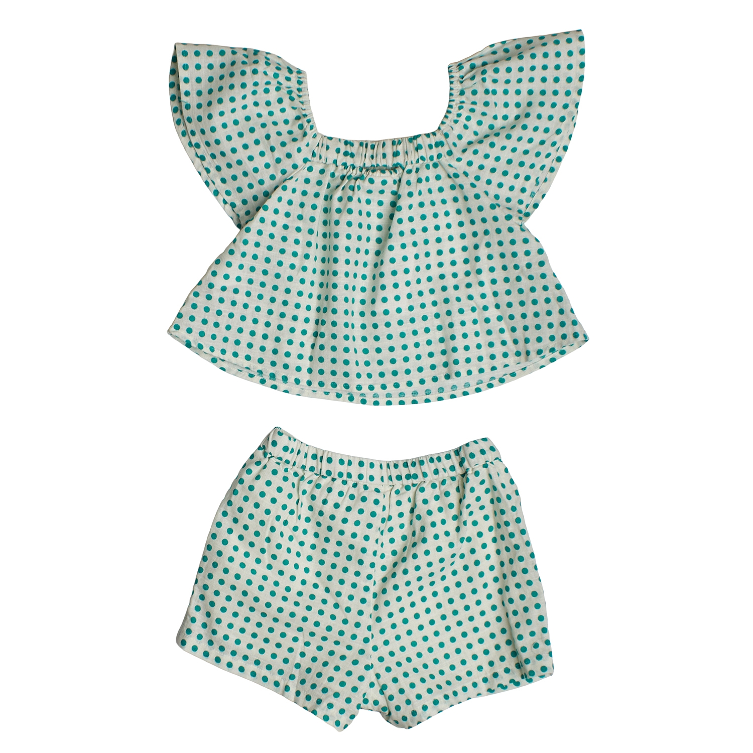 Conjunto Blusa de Linho + Calções Menina Verde