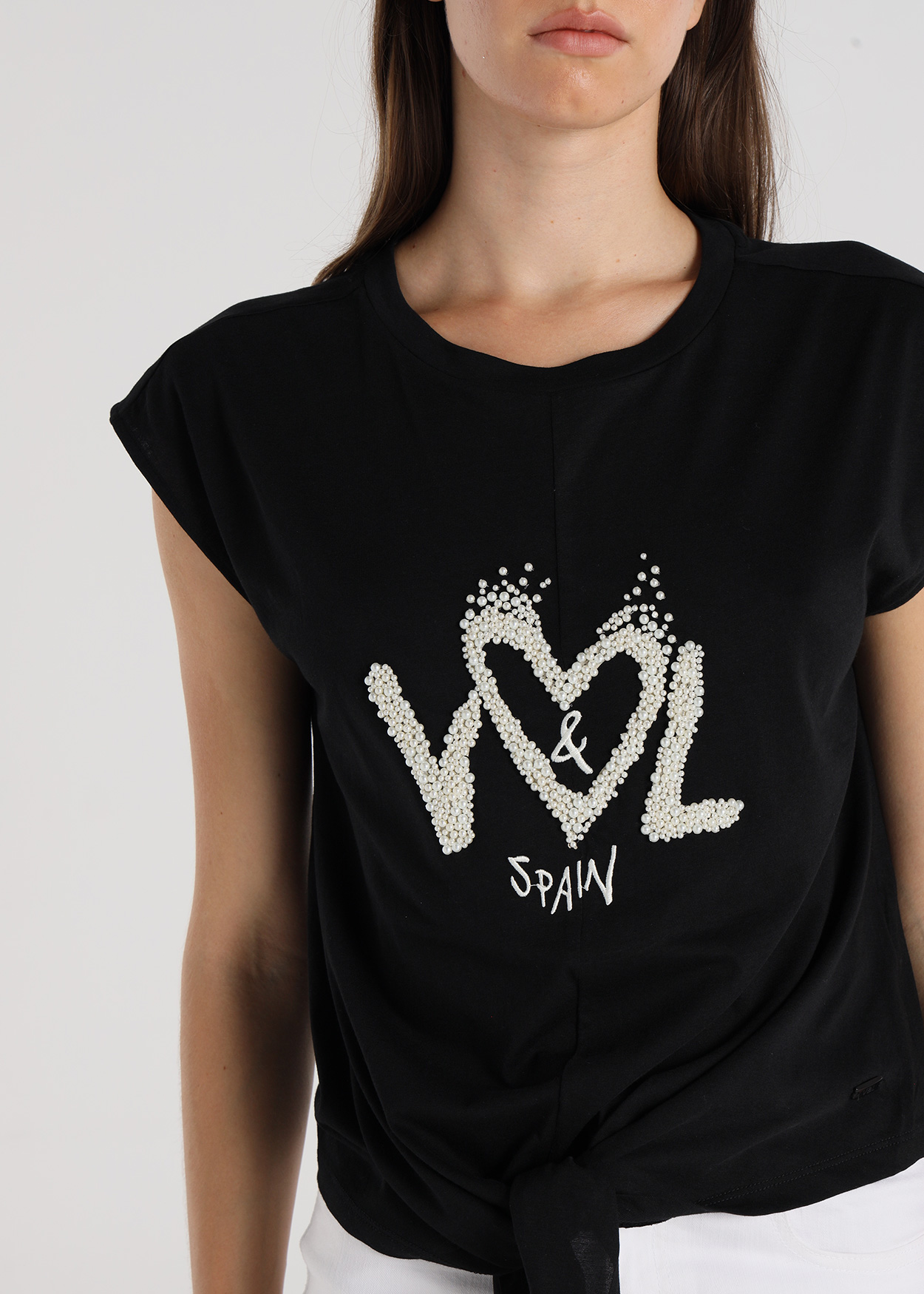 T-Shirt com nó Senhora Preto